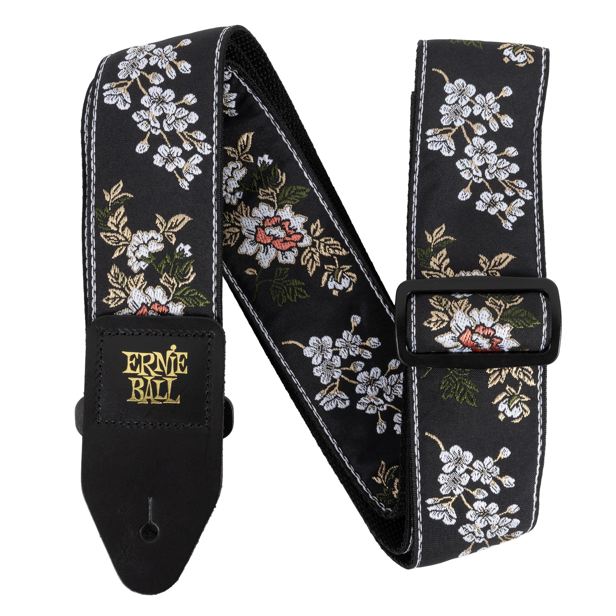 Classic Jacquard Guitar/Bass Strap - White Blossom