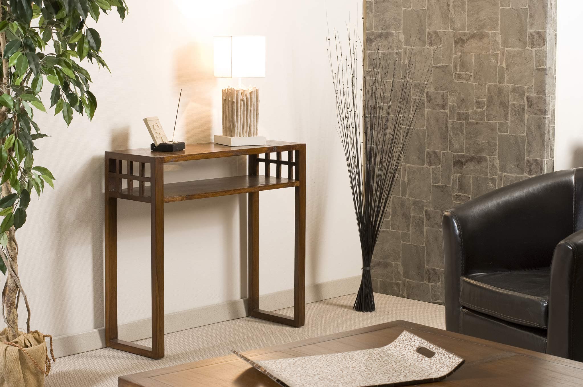 Nomadic Design 501036 Rectangular Console Table with Shelf/Plywood Wood 30 x 80 x 76 cm