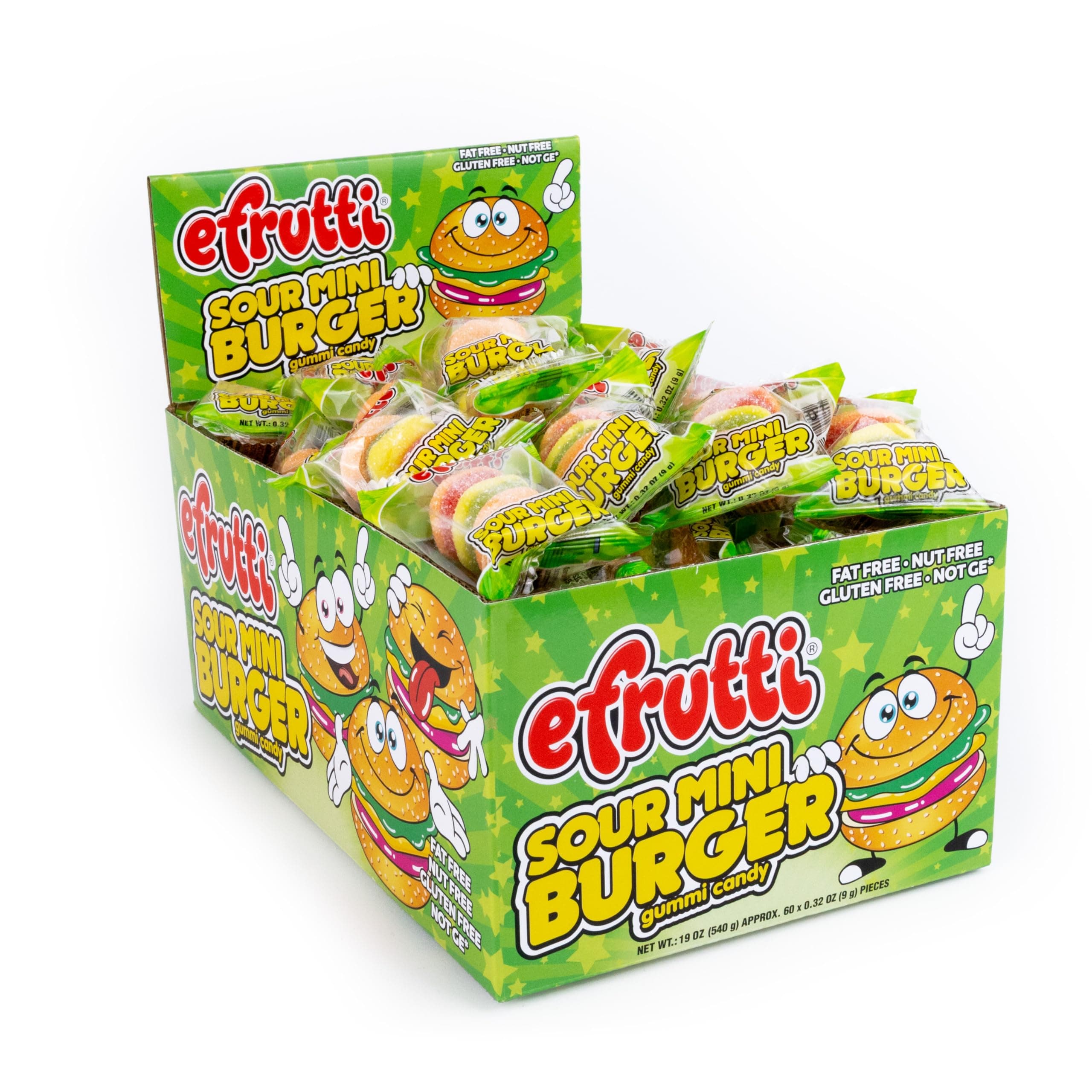E.Frutti, Sour Mini Burger Gummi, Count 60 (0.31 oz) - Sugar Candy / Grab Varieties & Flavors