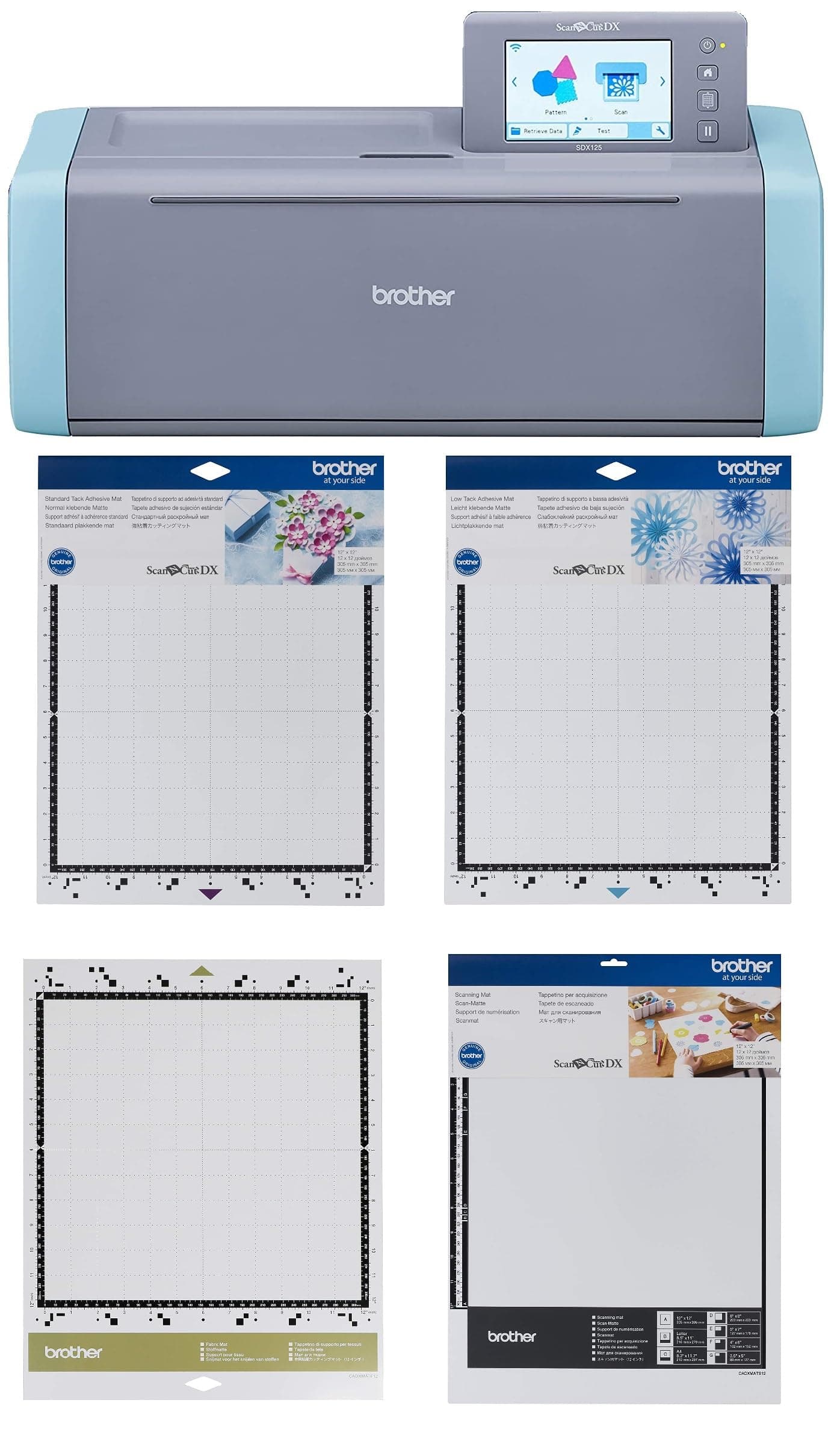 Brother ScanNCut SDX125E Electronic DIY Cutting Machine with Scanner, Plus Fabric Mat, Scanning Mat, Standard & Low Tack Mats