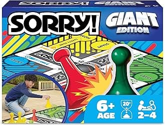 Spin Master Games Giant Sorry! Classic Family Board Game Indoor Outdoor Retro Party Activity Summer Toy With Oversized Gameboard, For Adults&Kids Ages 6&Up