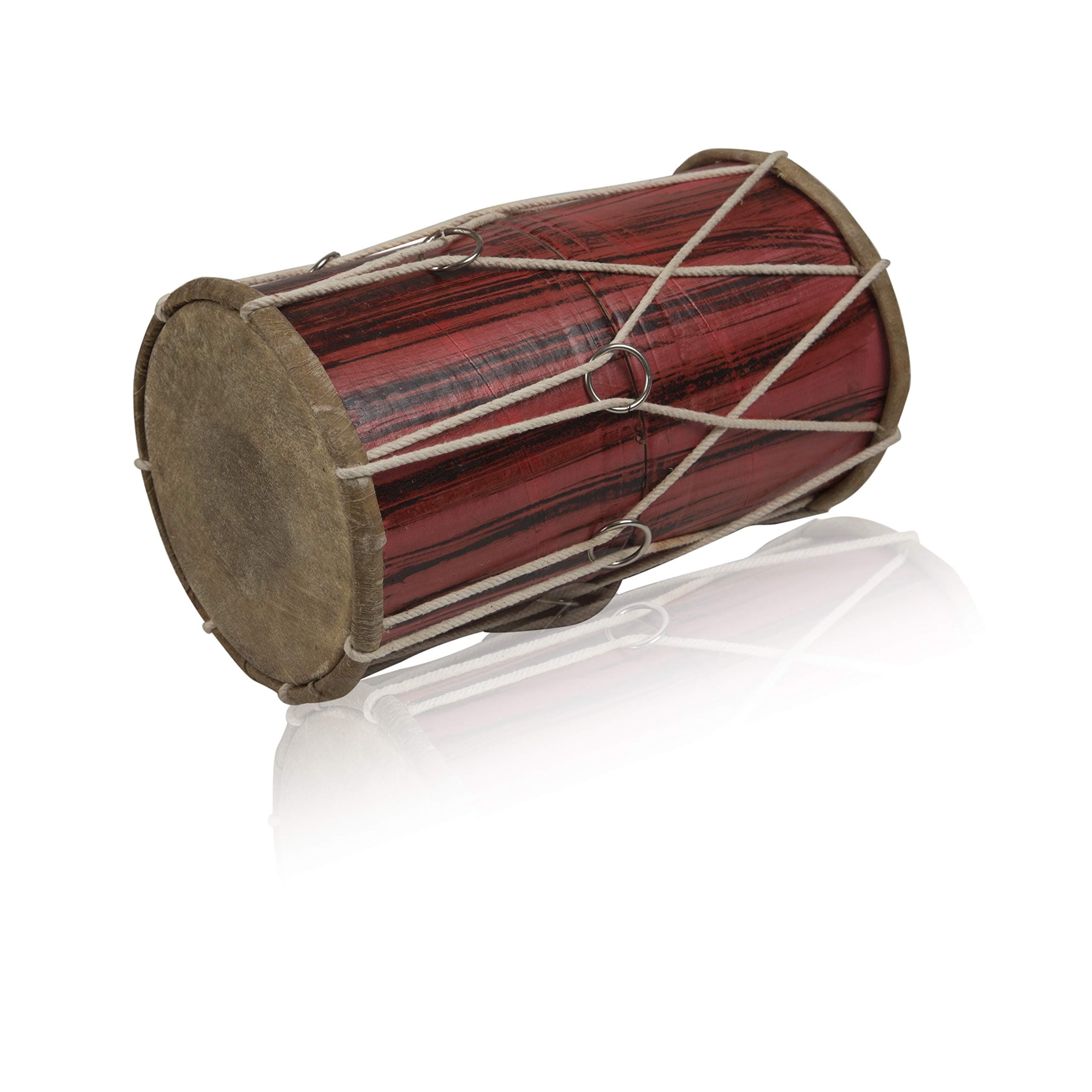 Small 10 x 6 Inch Compact Dholak Drum Set, Handmade Wood & Leather Classical Indian Hand Percussion Drums, World Musical Instruments Punjabi Tabla Dhol Dholki For Decor & Travel Gift For Music Lovers