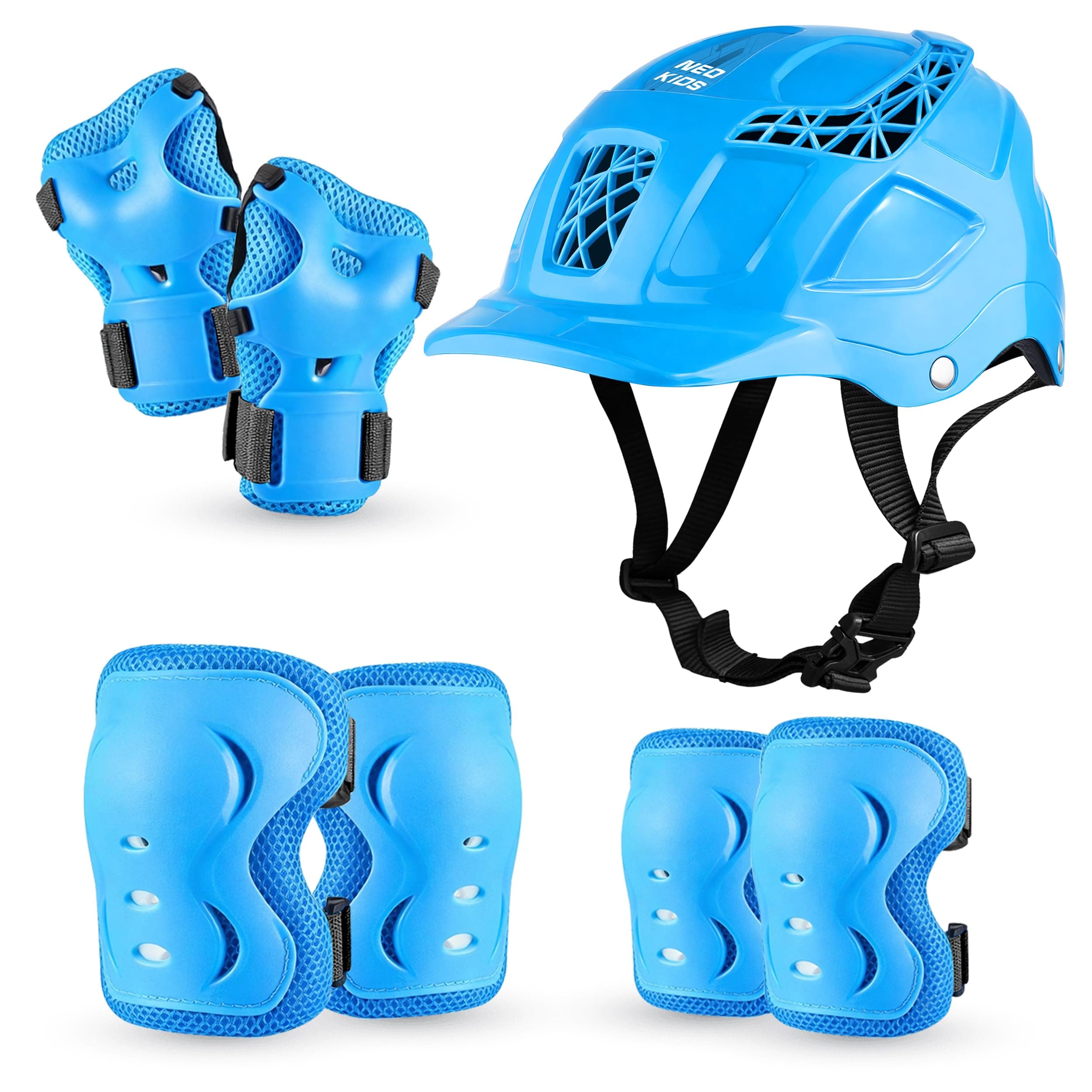 JASPO Neo Kids Protective Gear Set | SX-4 | Knee Pads, Elbow Pads & Wrist Guards for Skating, Cycling & Skateboarding (Medium Size)