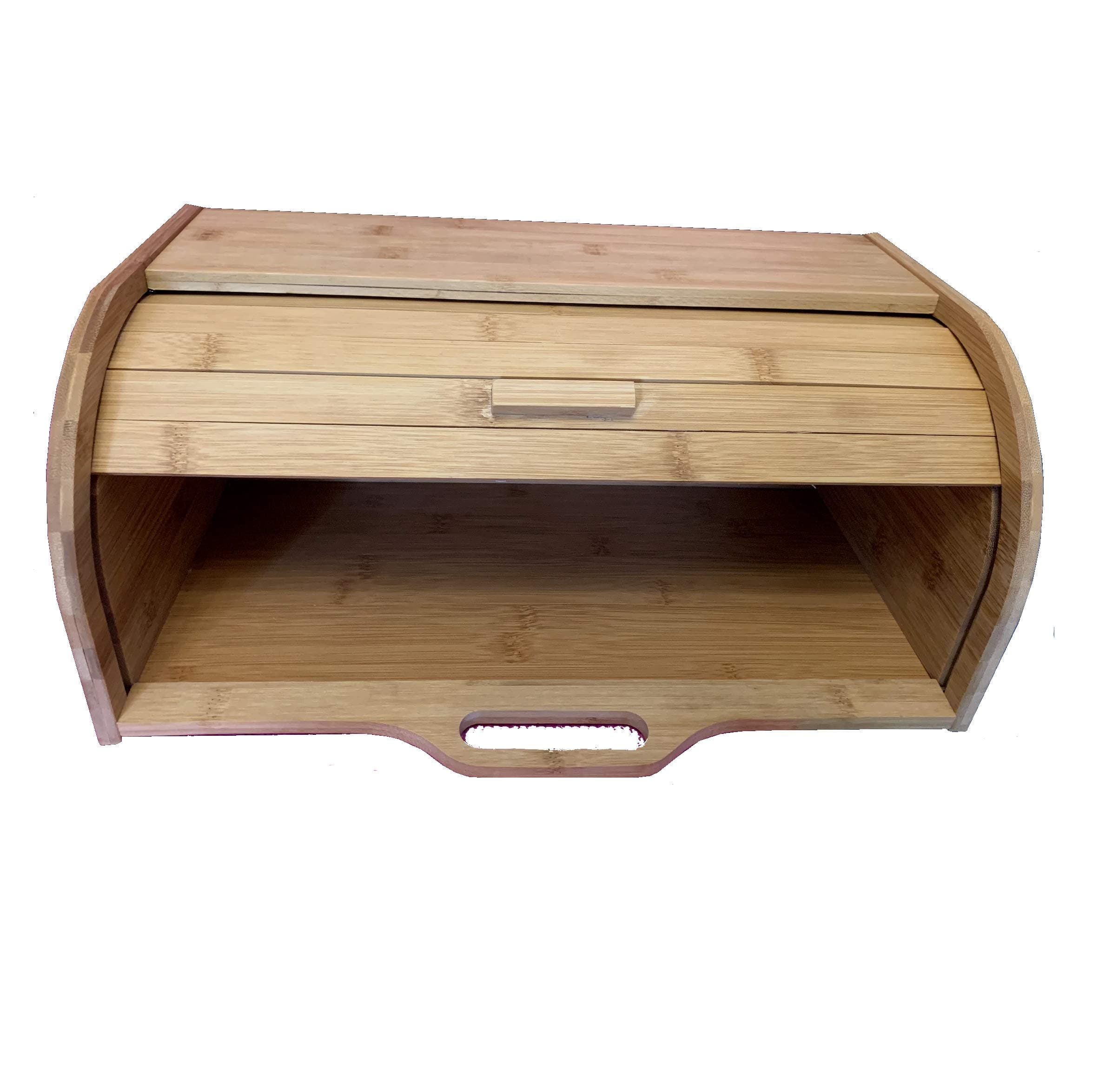 Bamboo Roll Top Bread Box Kitchen Food Storage, Large Capacity Holder for Kitchen Food, Countertop Bread Storage Bin