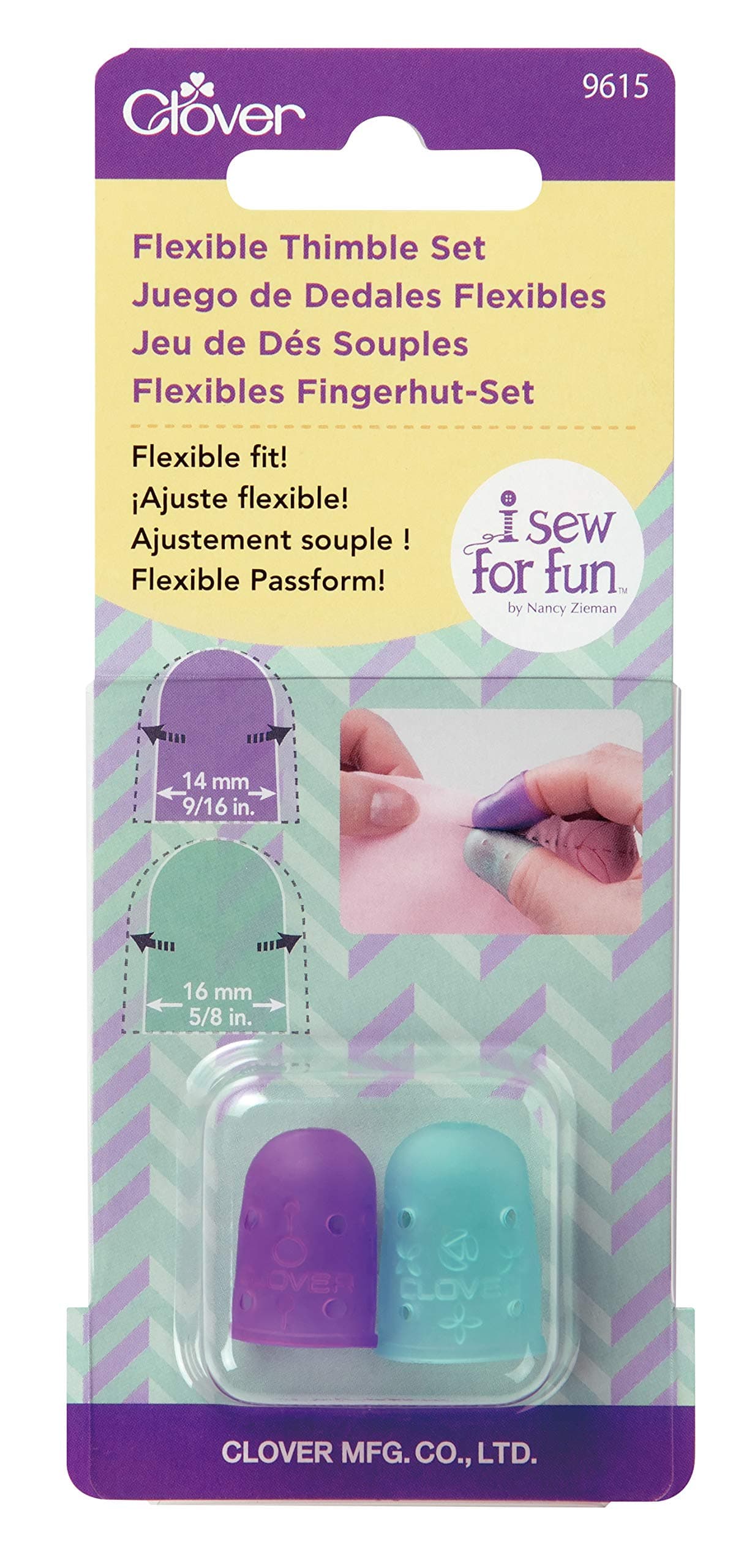 Clover I Sew For Fun Flexible Thimble Set S&M