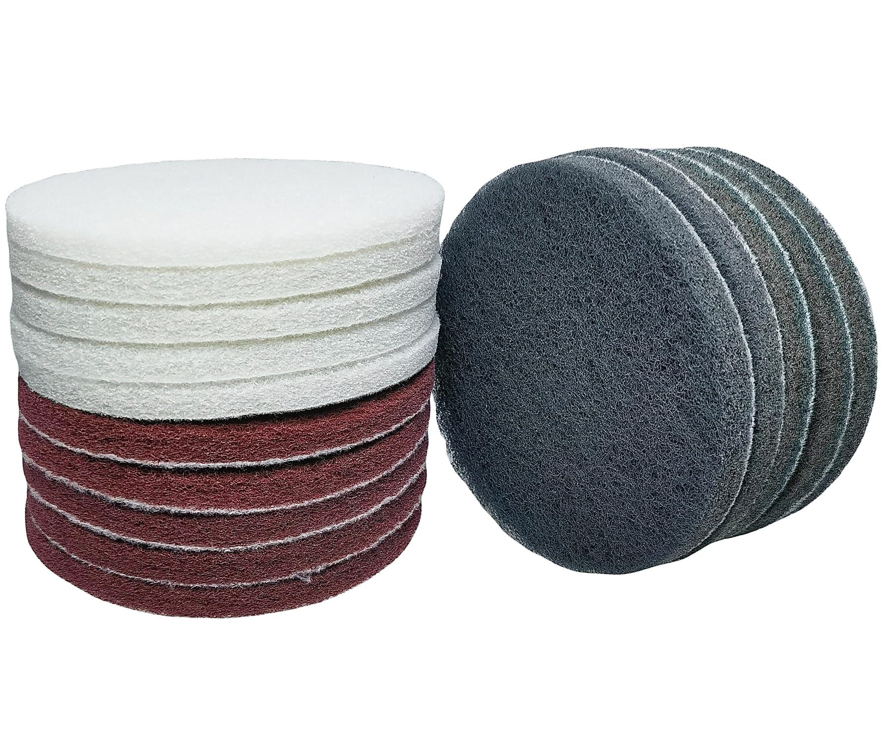 Tonmp 15 PCS 5 Inch Hoop and Loop Multipurpose Scrubber Scouring Pads - Flocking Scuff Pads, 400 800 2000 Grits Conditioning Discs Polishing Pads for Furniture Automotive Cleaning, Rust Removal