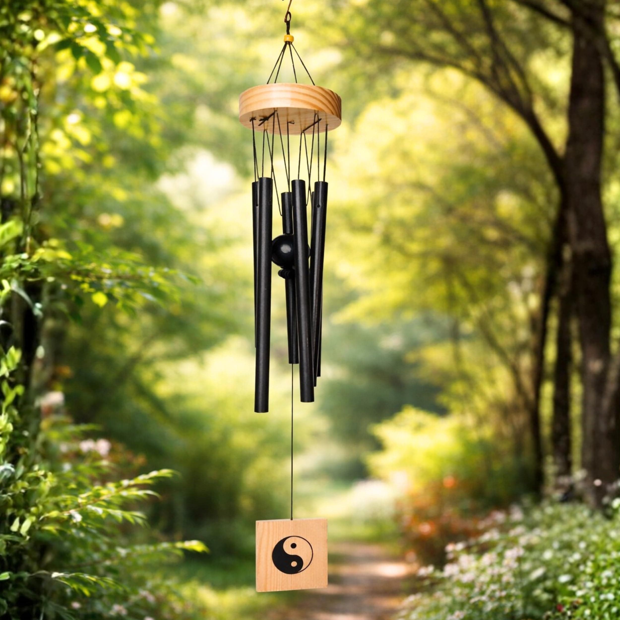 Plus Value Wind Chimes for Balcony Home Decor Items 6 Pipes Hanging Bells Six Rods for Home Positive Energy Living Room, Garden Outdoors Office Melodious Metal Windchimes Sound (Black)