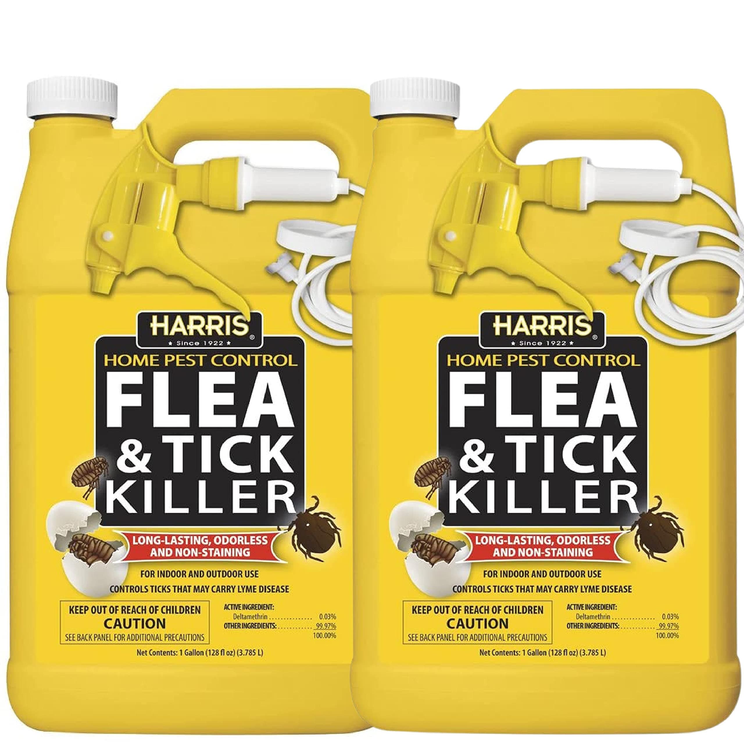 Harris Flea and Tick Killer, Liquid Spray with Odorless and Non-Staining Extended Residual Kill Formula (2-Pack, Gallon)