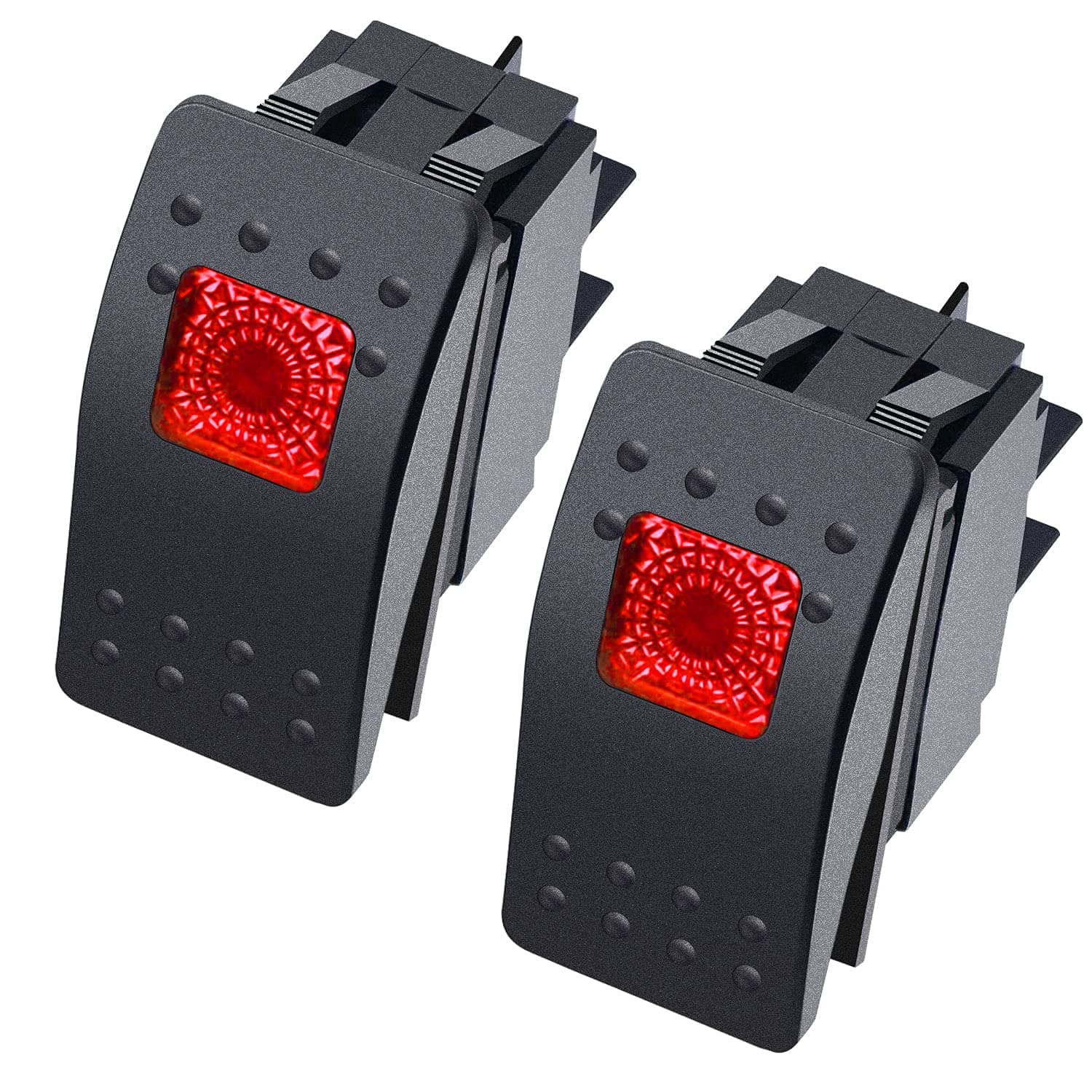 Twidec/2Pcs Boat Marine Lighted Rocker Switch 12V 20A 4Pin On/Off with Red LED Car Offroad Push Button Toggle Switch RK1-06N-R