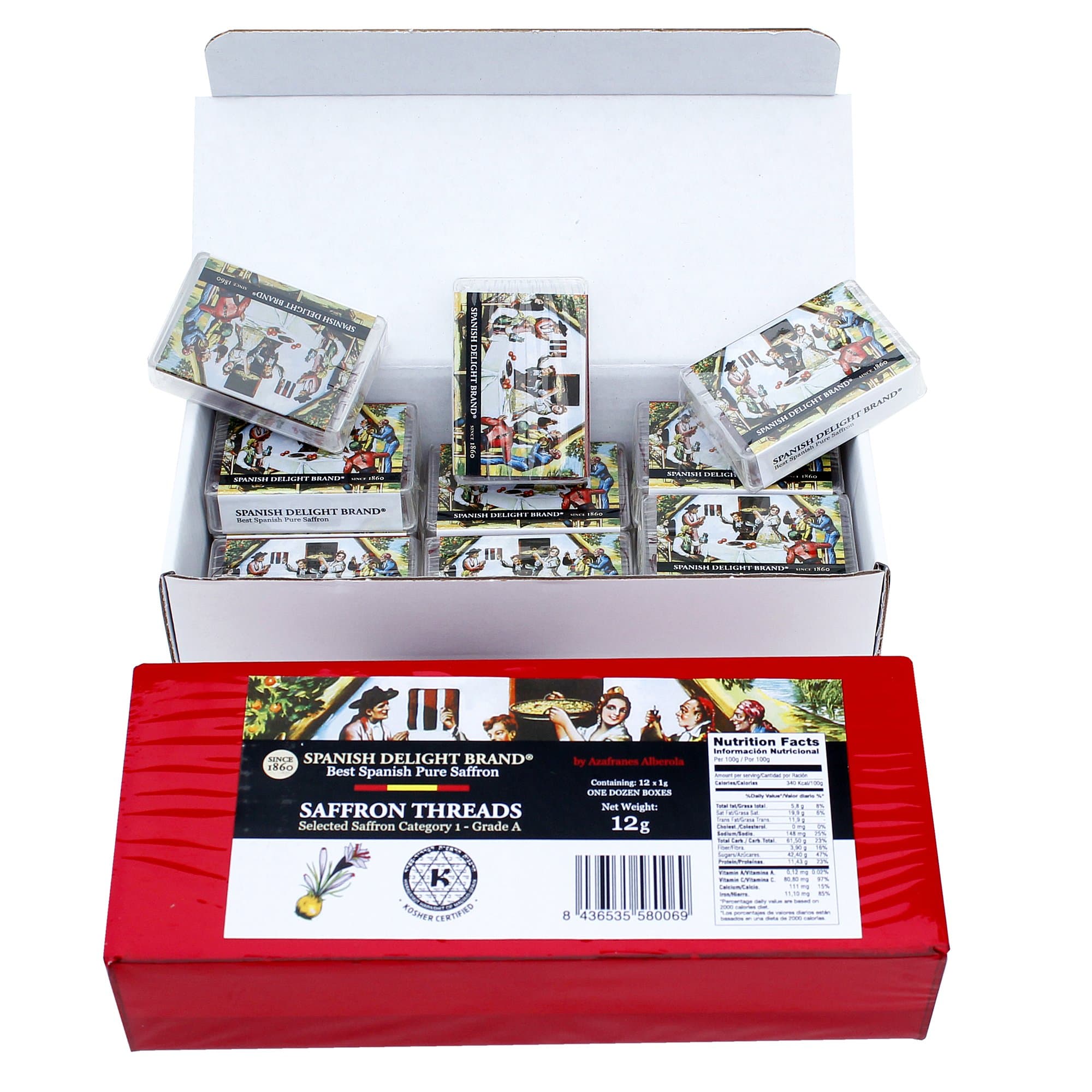 Pure Grade 1 Mancha Saffron Threads in an Attractive Plastic Box-1.0gm ea-0.035oz ea (12 pack)