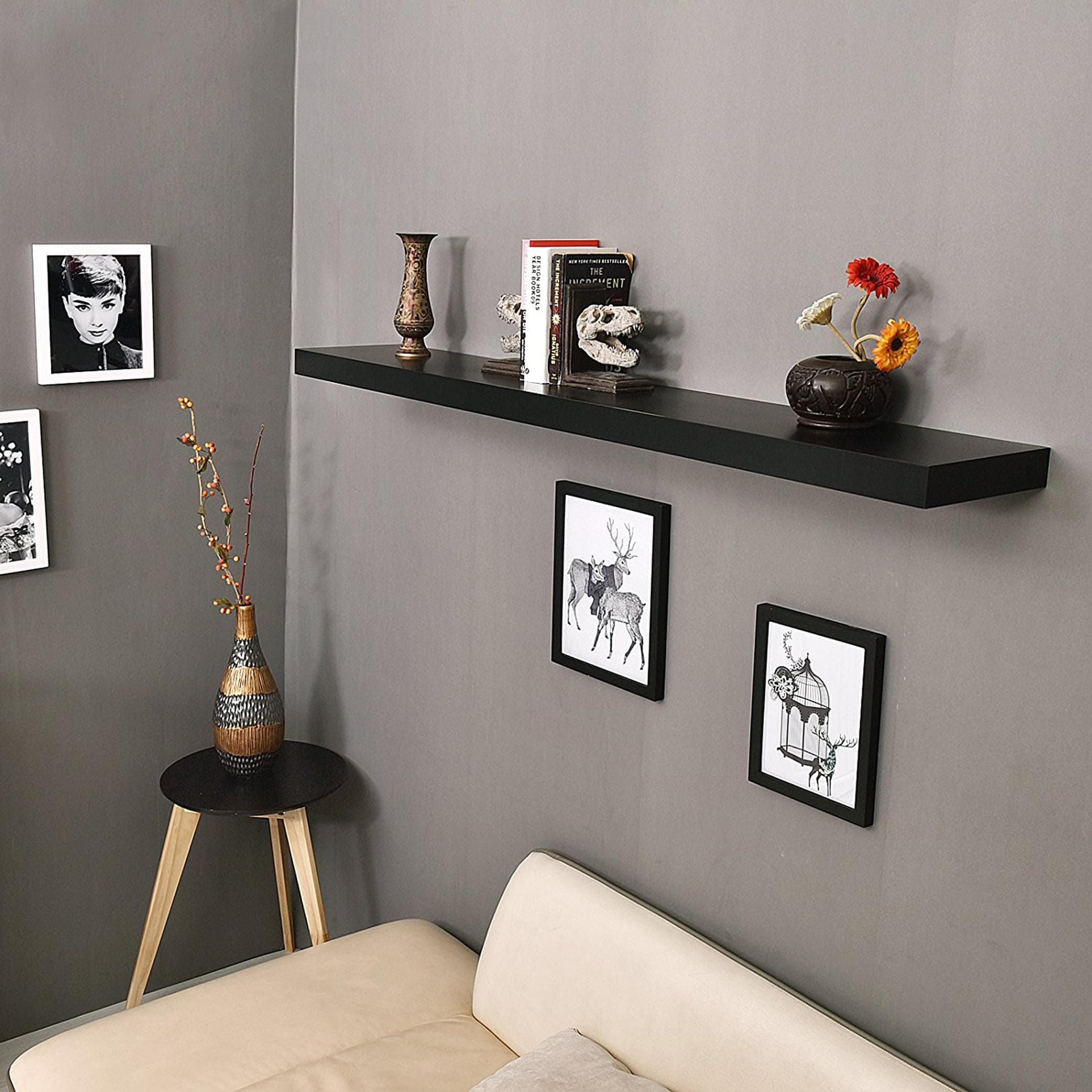 FEELINGS Wall Shelf, Floating Rectangle, 80cm (BLACK)