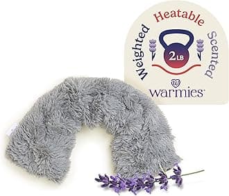 Microwavable Neck & Shoulder Wrap - Heating & Cooling Plush Pad for Calming Relaxation - Weighted & Heated Neck Warmer with Scented Lavender - Microwave Heat Pad for Aches & Pain - Gray