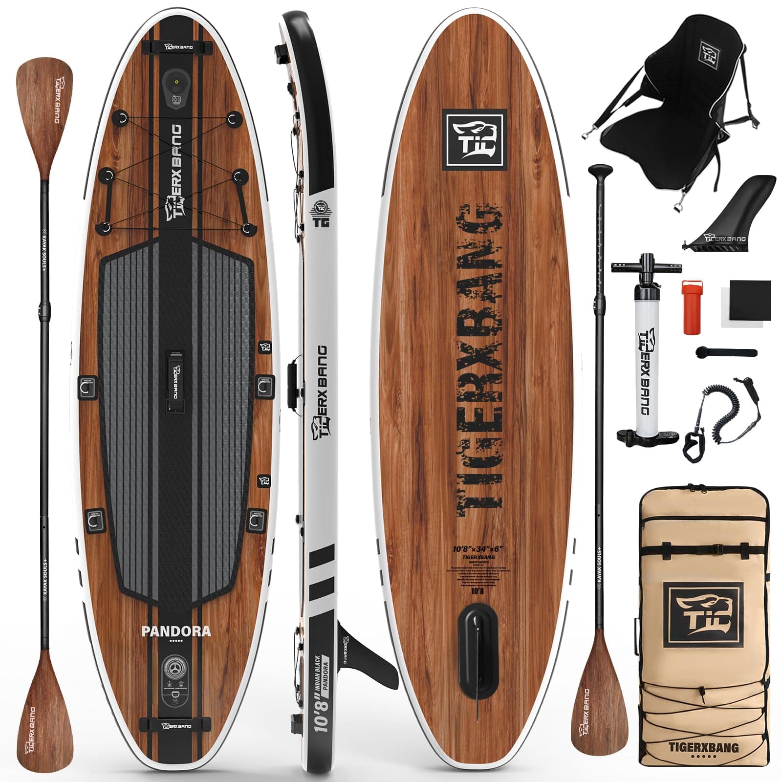 Paddle Board, 10.8' Stand Up Paddle Board with Premium Complete Inflatable SUP Accessories, Extra Wide Paddleboards for Adults & Kids-Pandora Collection