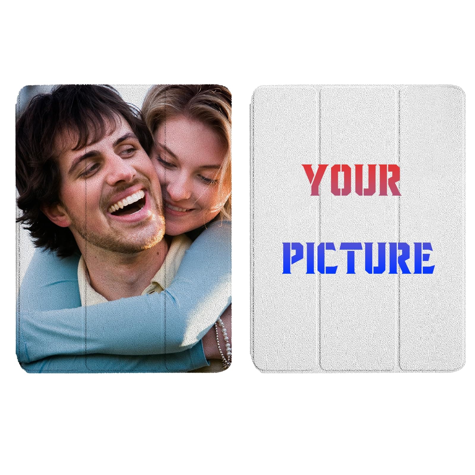 Personalised Photo Case for iPad-Soft Leather Rotating Tri-fold Book Case for iPad, Custom Photo Case for All Models 10, 9, 8, 7, 6, Air 11, Pro Mini,Customized Protective Cover Case for Your iPad