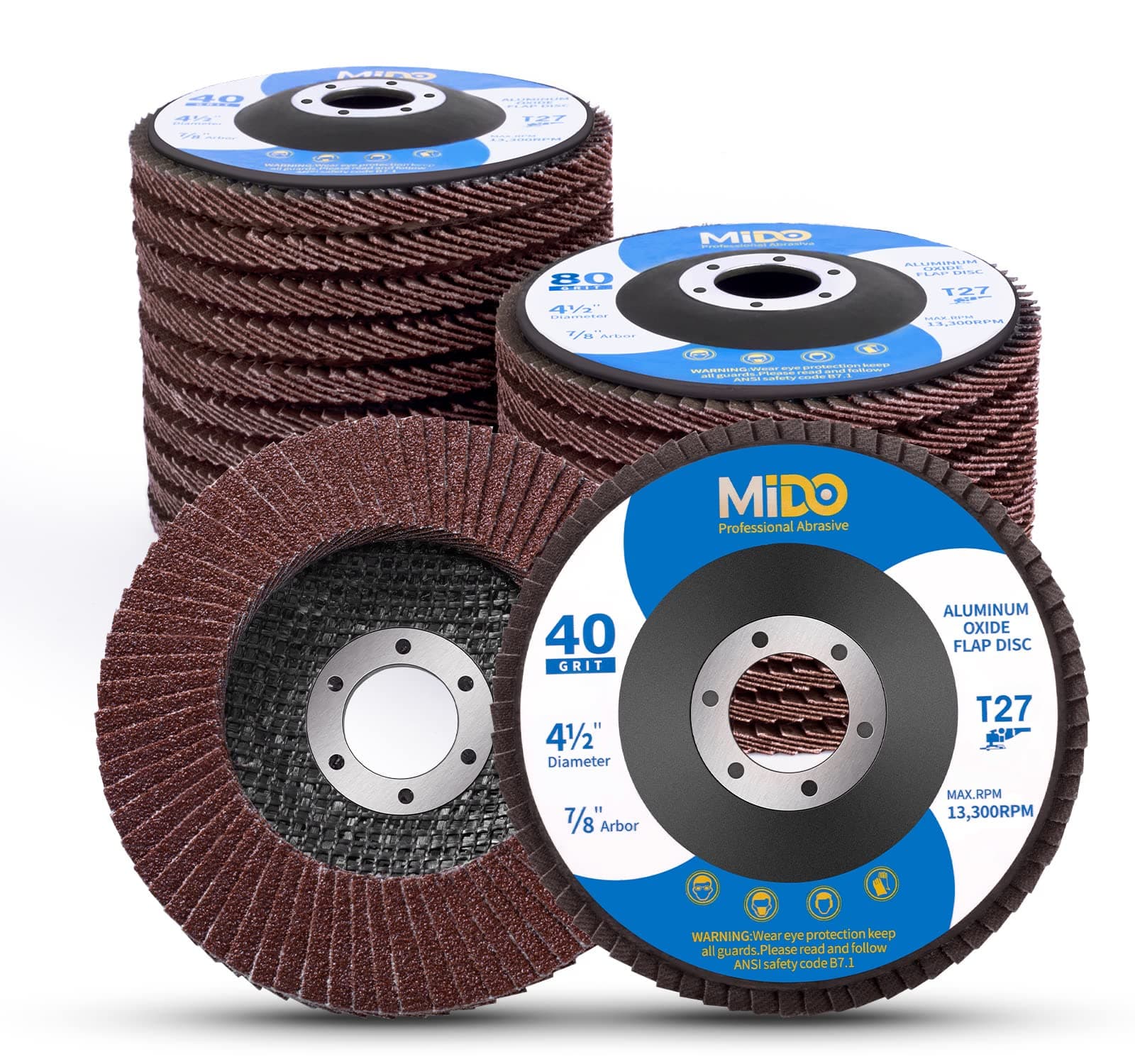 Flap Discs 20 Pack Grinding Wheels 4-1/2 x 7/8 Inch 40/60/80/120 Grit Flap Disc T29