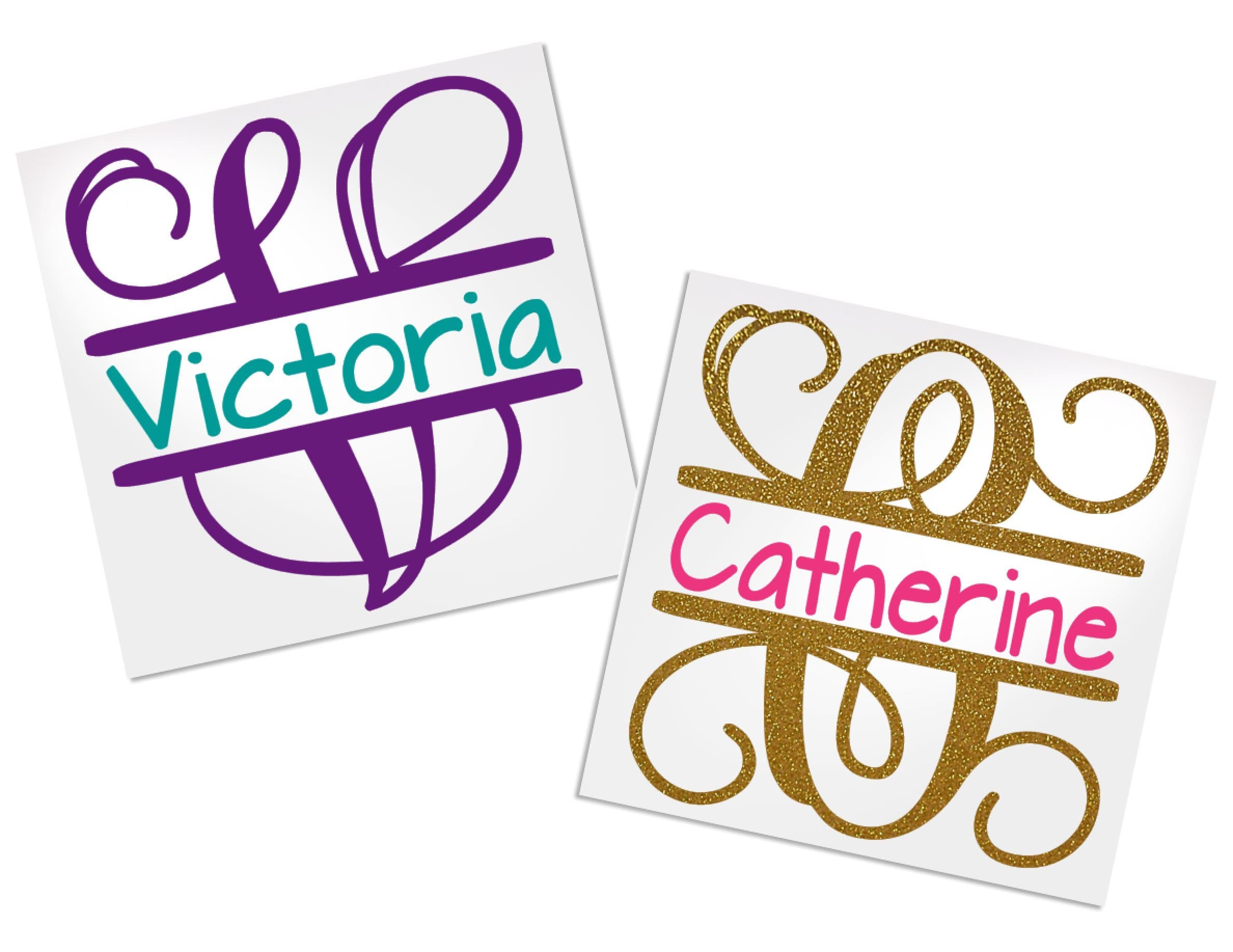 Split Letter Monogram Stickers for tumblers, car Window, Cups. Personalized Yeti Decals for Women. Monogrammed for Water Bottle - Your Choice of Color, Size, Initial & Name