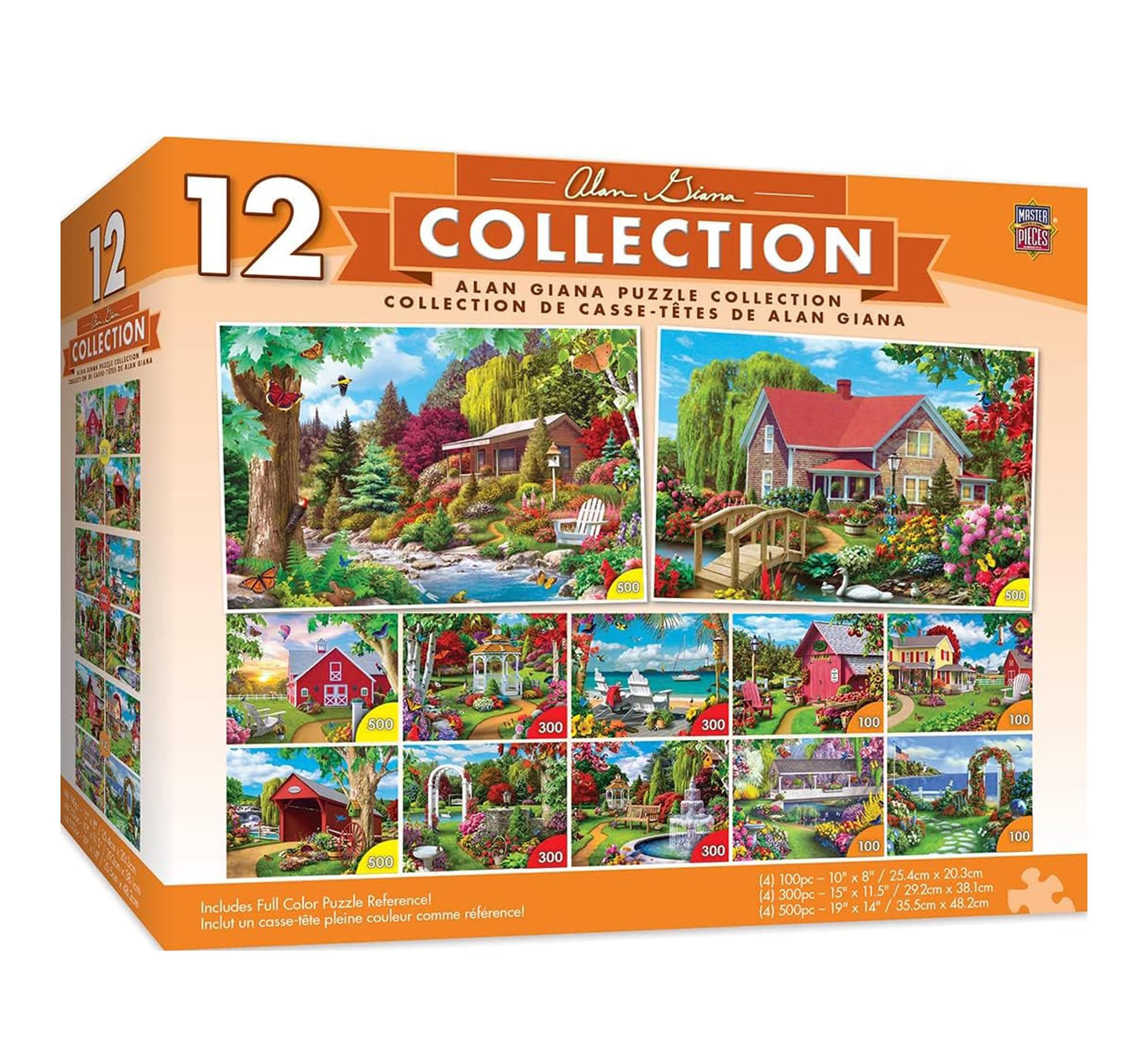 Jigsaw Puzzle 12-Pack Bundle Set, Folk Art by Alan Giana, Multi-Pack for Adults & Kids, Eco-Friendly