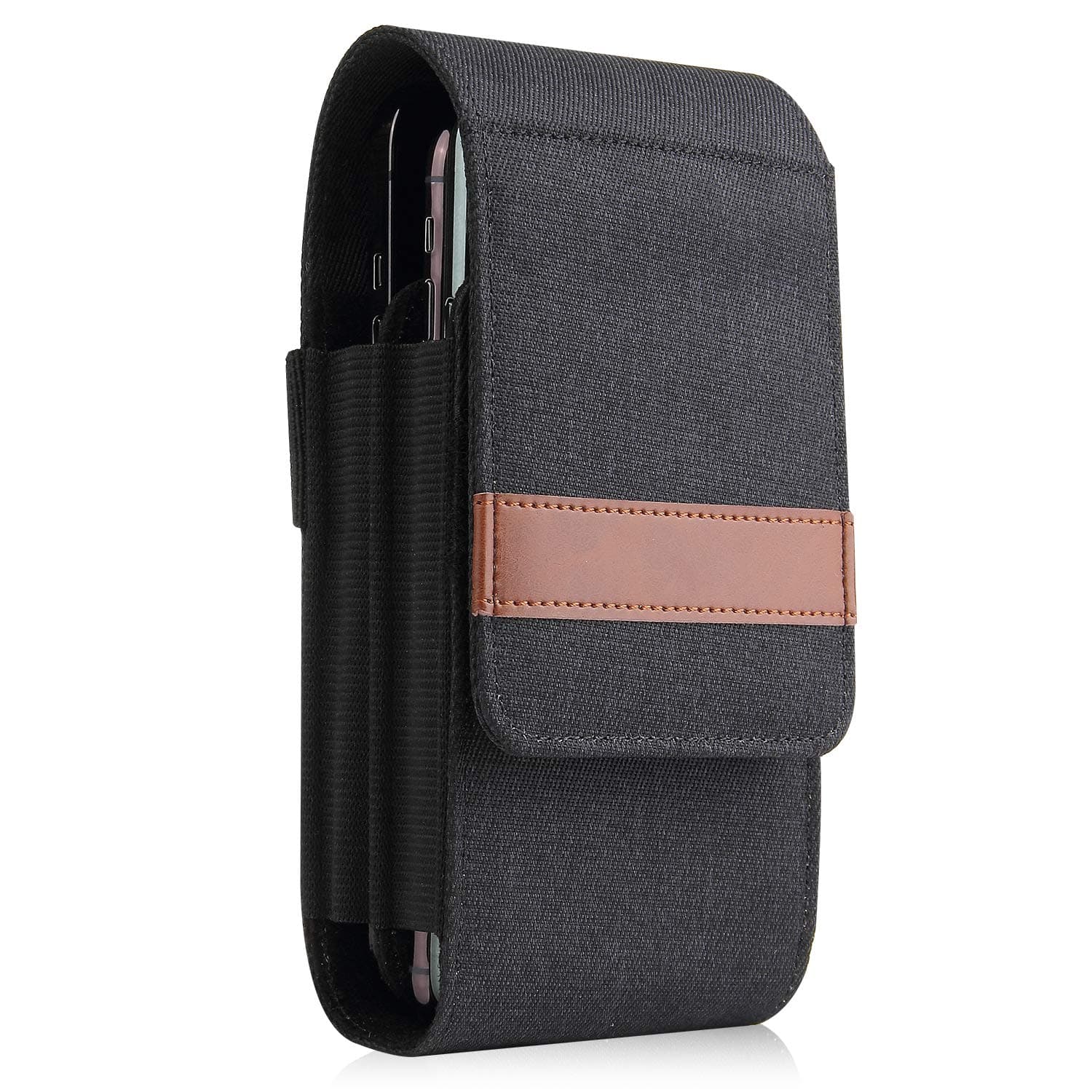 Nylon Dual Double Cell Phone Case Holster Belt Loop Pouch for Two Phones for Samsung S23 Ultra, S22 Ultra, S21 Ultra, A13 5G, A53 5G, A14 5G, A03S / Moto G Power 2022, G Stylus 5g / OnePlus 9, 10t, 8t