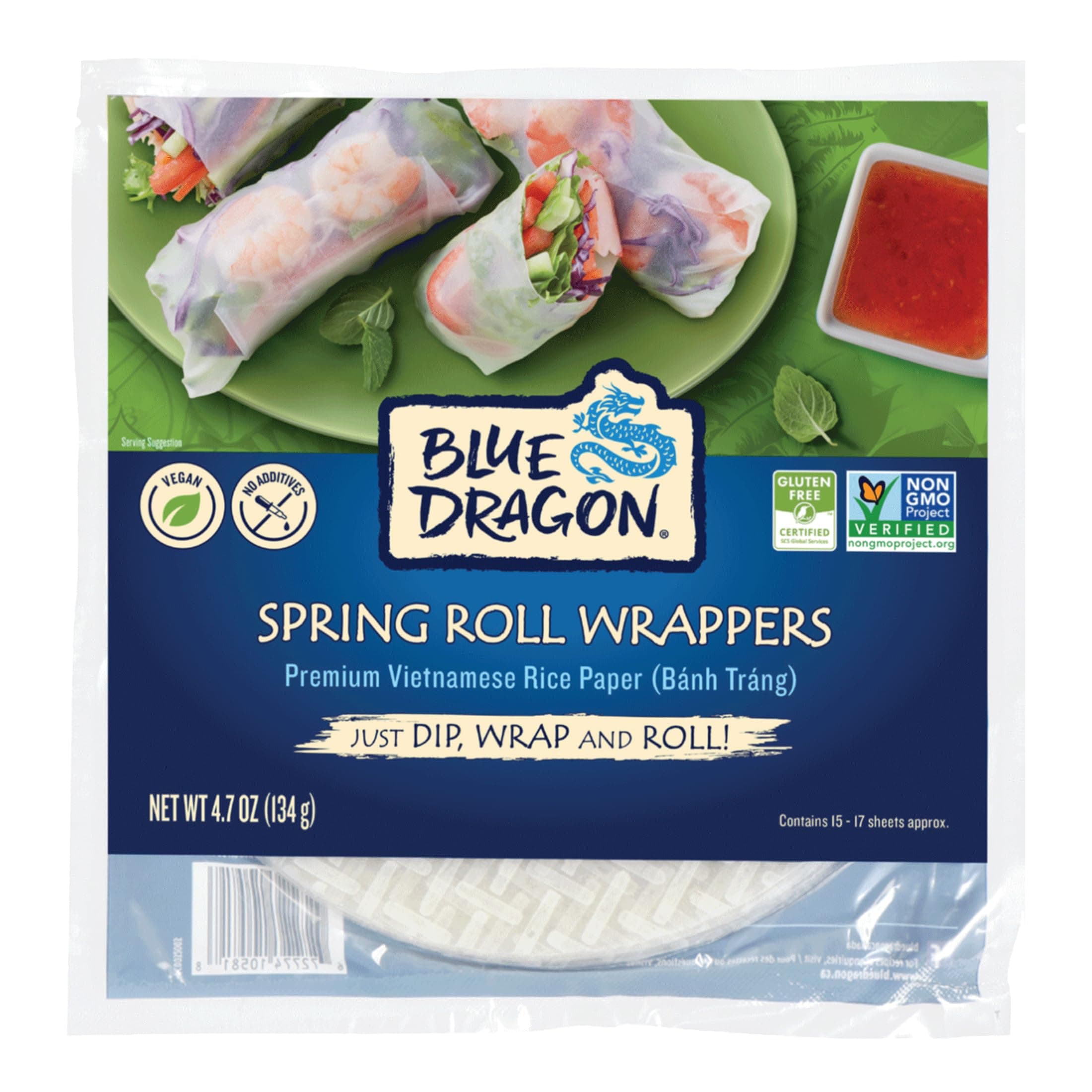BLUE DRAGON Spring Roll Wrapper Gluten Free 134g (PACK OF 12)