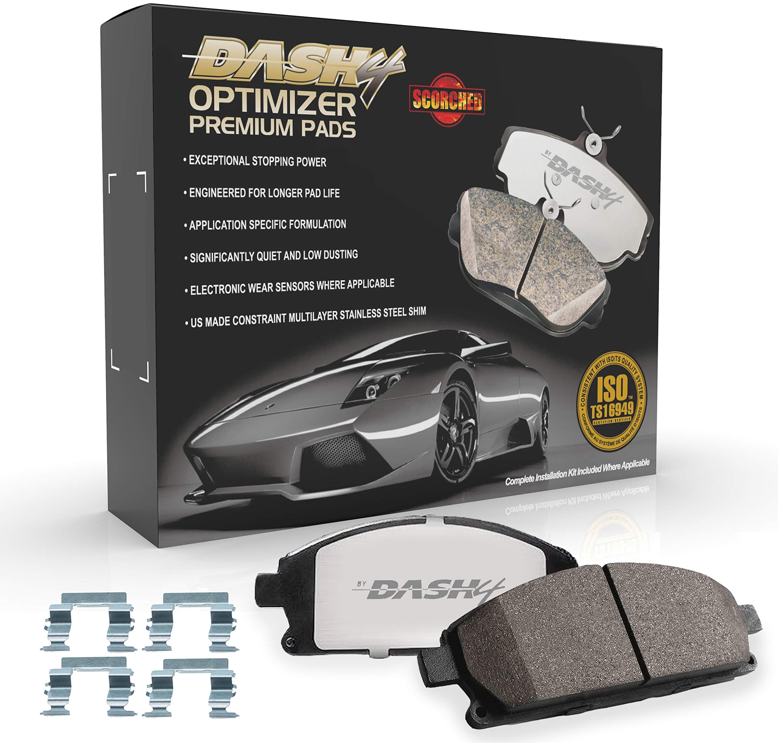 CFD1047 Optimizer Sports Performance Carbon Ceramic Brake Pads with Hardware
