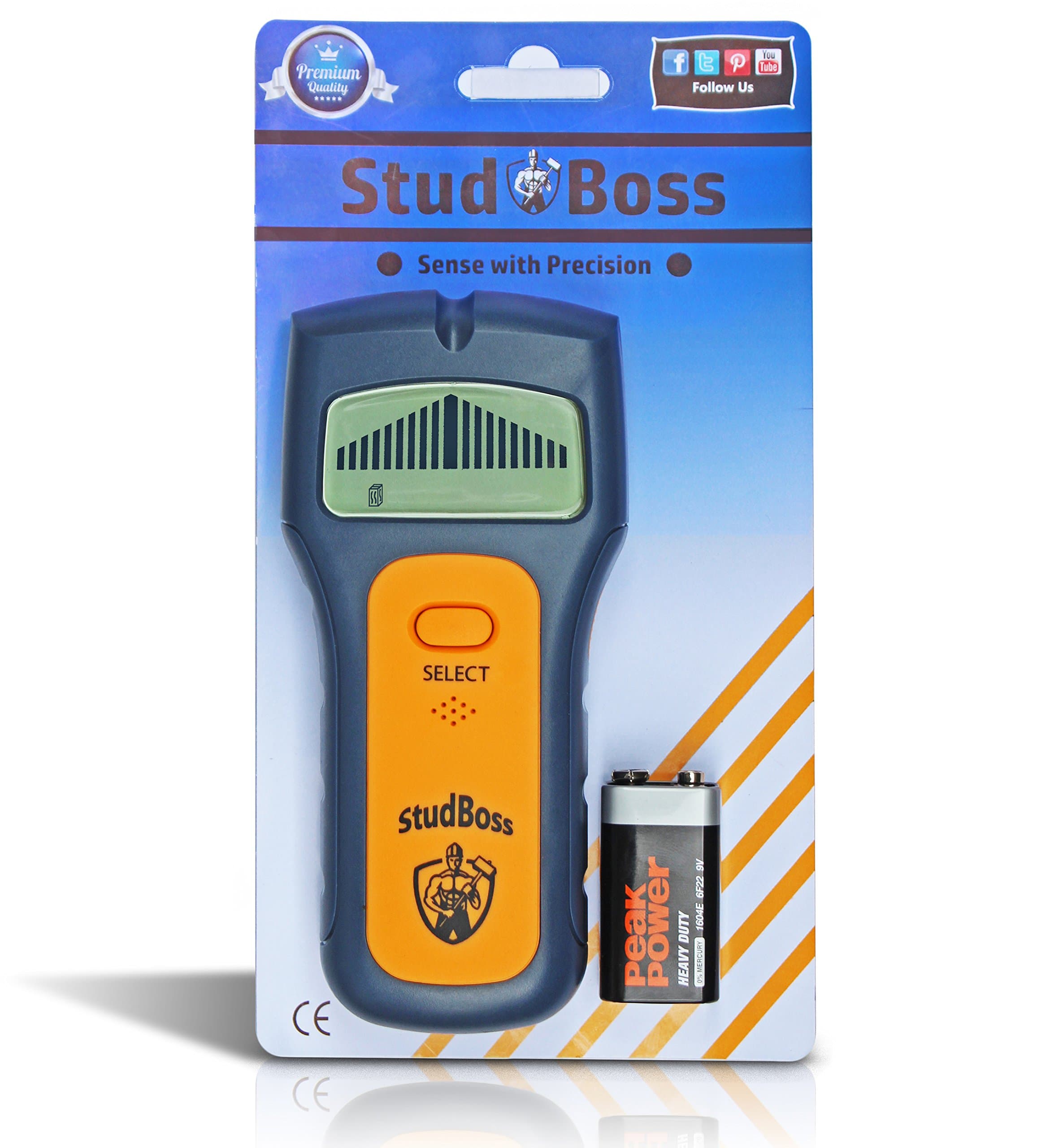 Digital LCD Stud Finder with Video Guide and 9 Volt Battery