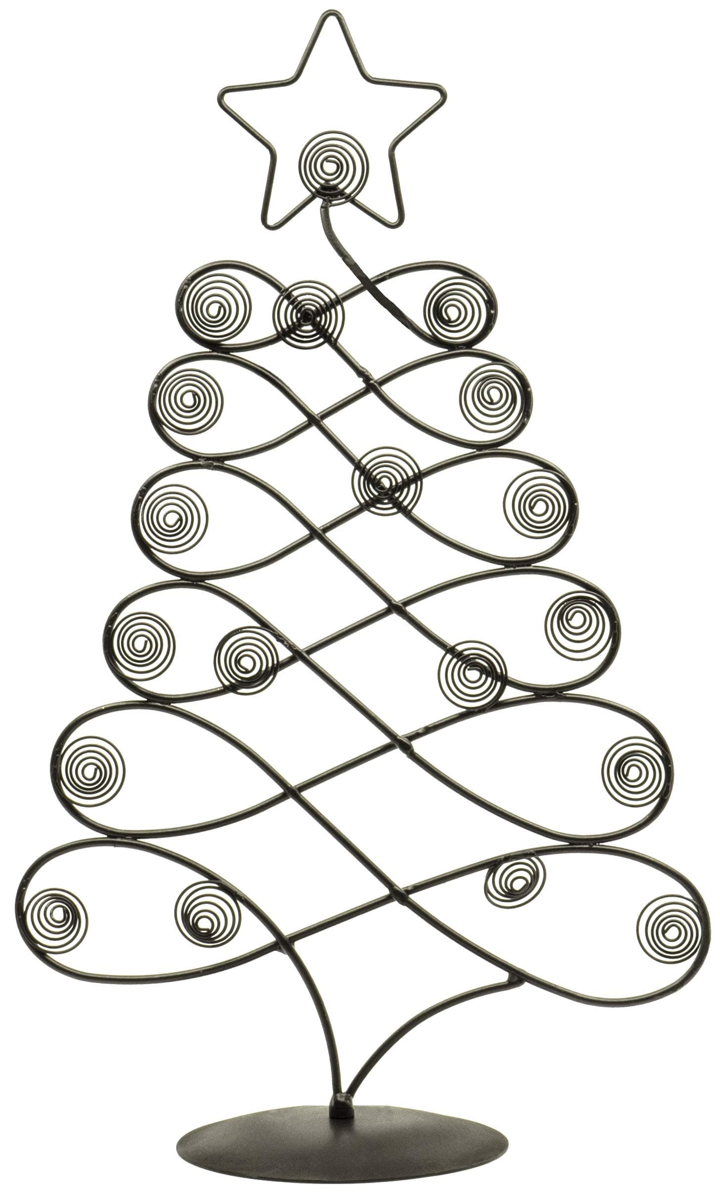 17.5" H Decorative Tabletop Display Christmas Tree Card & Photo Holder Rack in Black Finish