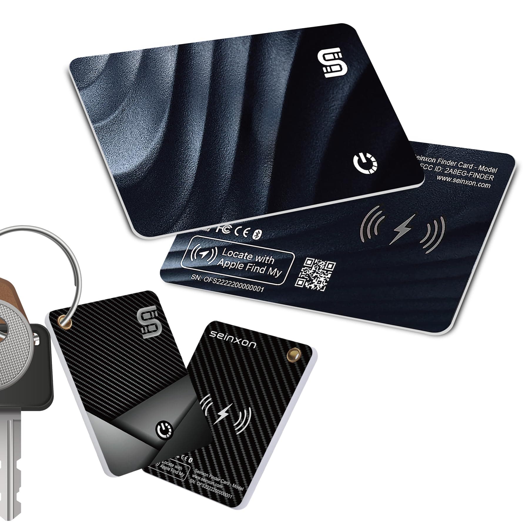 SEINXONWallet Tracker Wireless Charging IP68 Thin Item Finder Keys Luggage Located Bluetooth Works with Apple Find My App & Network (iOS Only)