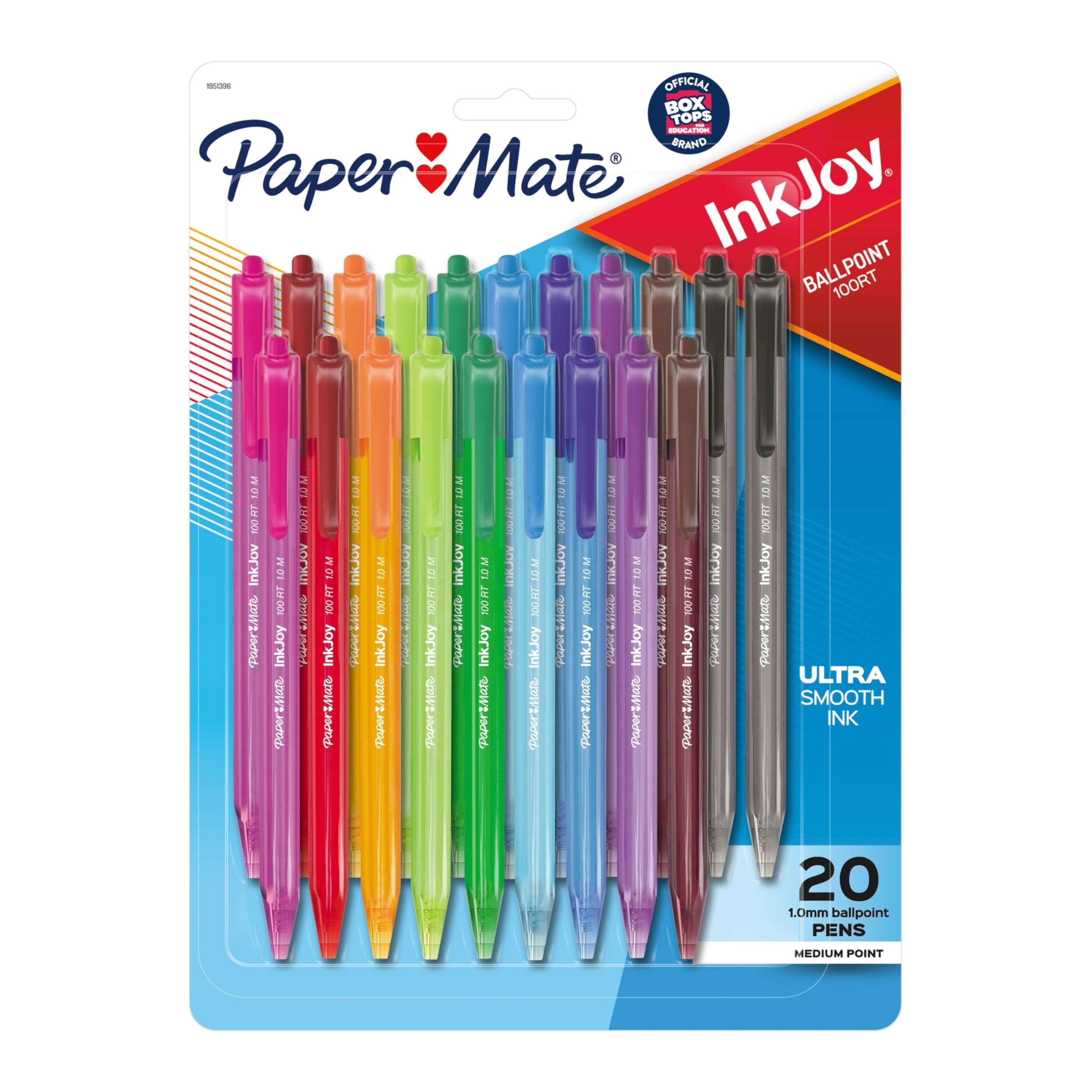 InkJoy 100RT Retractable Ballpoint Pens, Stocking Stuffers, Medium Point (1.0mm), Assorted, 20 Count