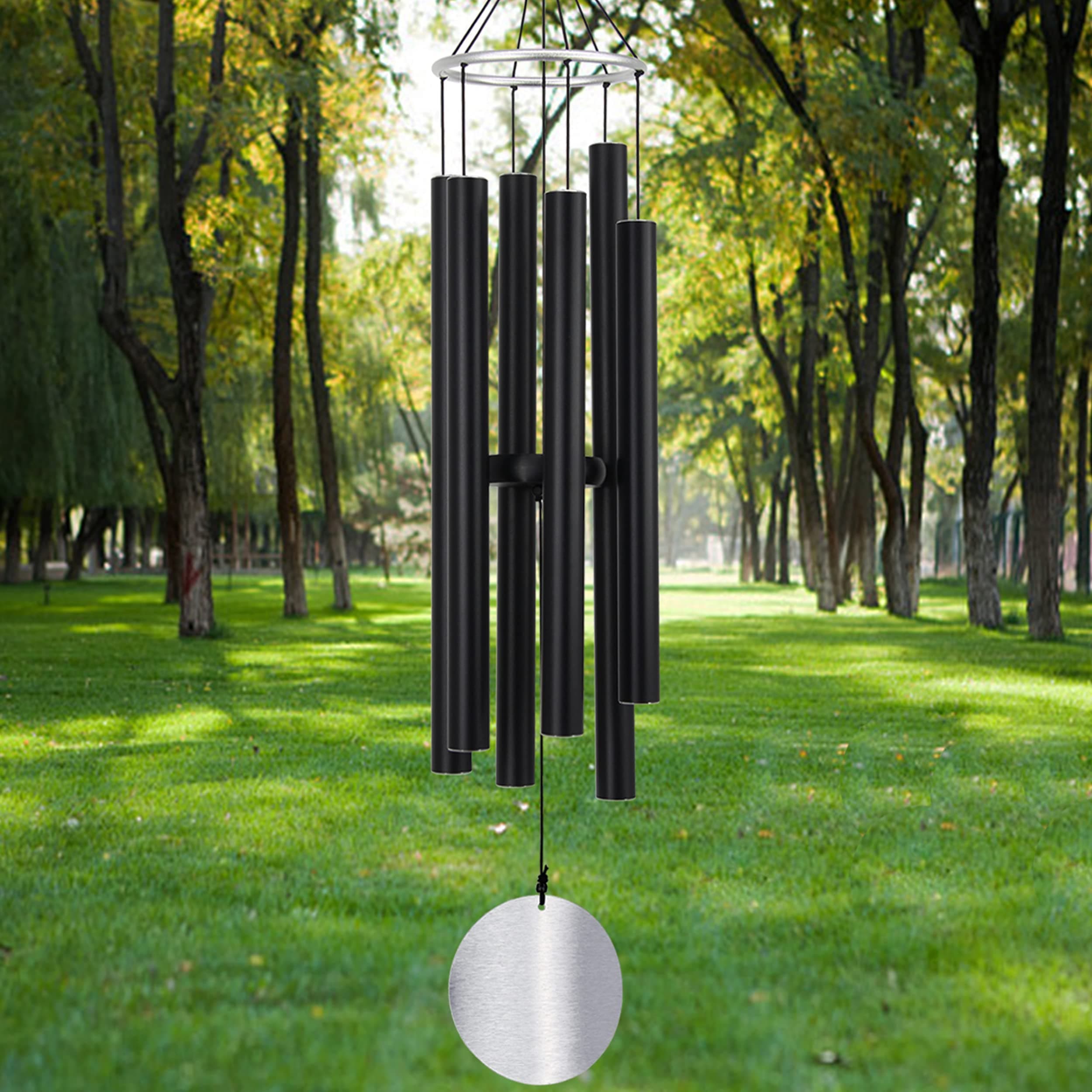 Wind Chimes for Outside Large Deep Tone,42 Inch Windchimes Tuned Soothing Melodic Tones Memorial Gift for Mom Dad Grandma Loved One,Sympathy Wind Chimes Deep Tone for Outside Patio Garden Decor,Black