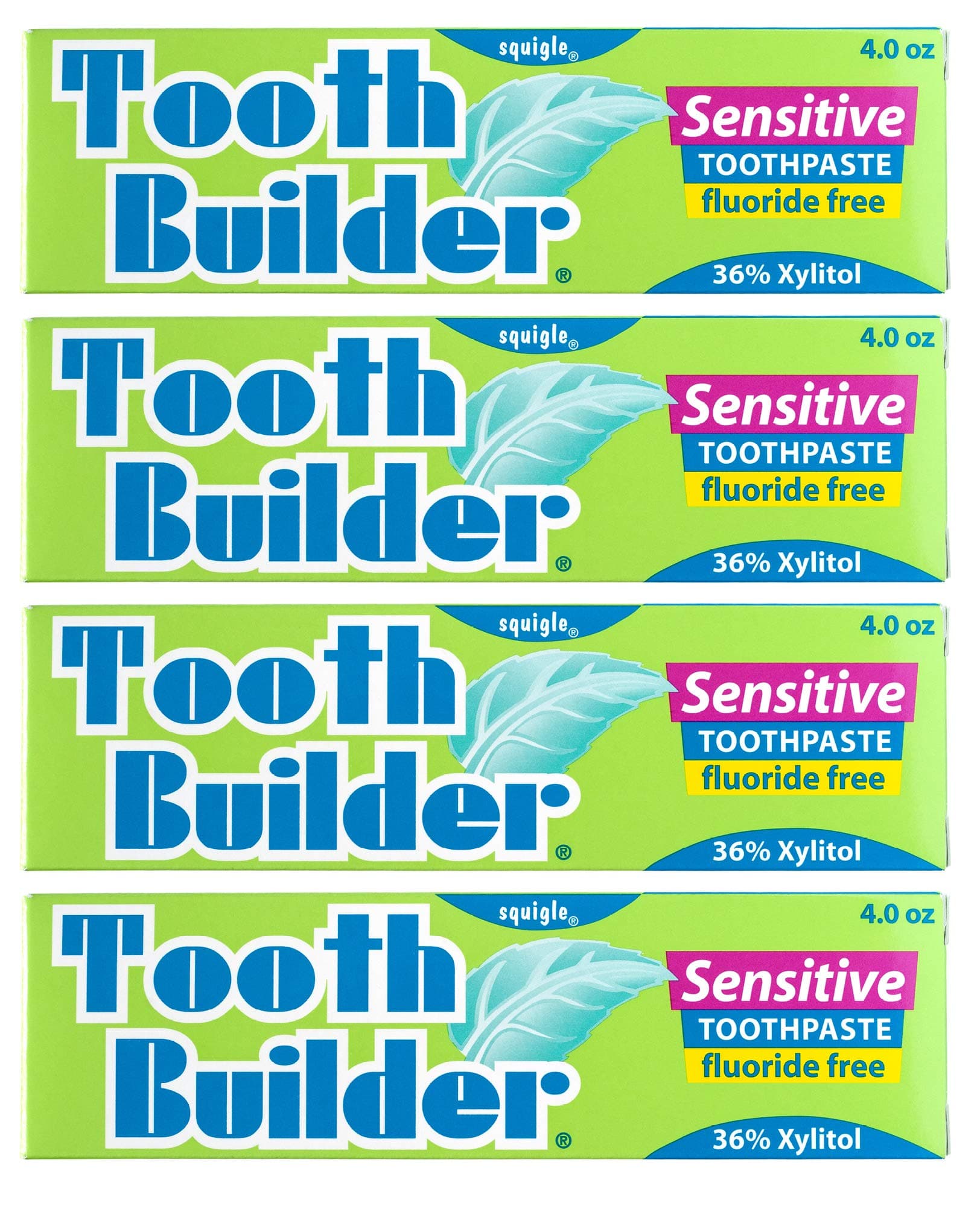 Squigle Tooth Builder SLS Free Toothpaste (Stops Tooth Sensitivity) Prevents Canker Sores, Cavities, Perioral Dermatitis, Bad Breath, Chapped Lips, 4 oz (16 Ounce (Pack of 4), Unflavored)