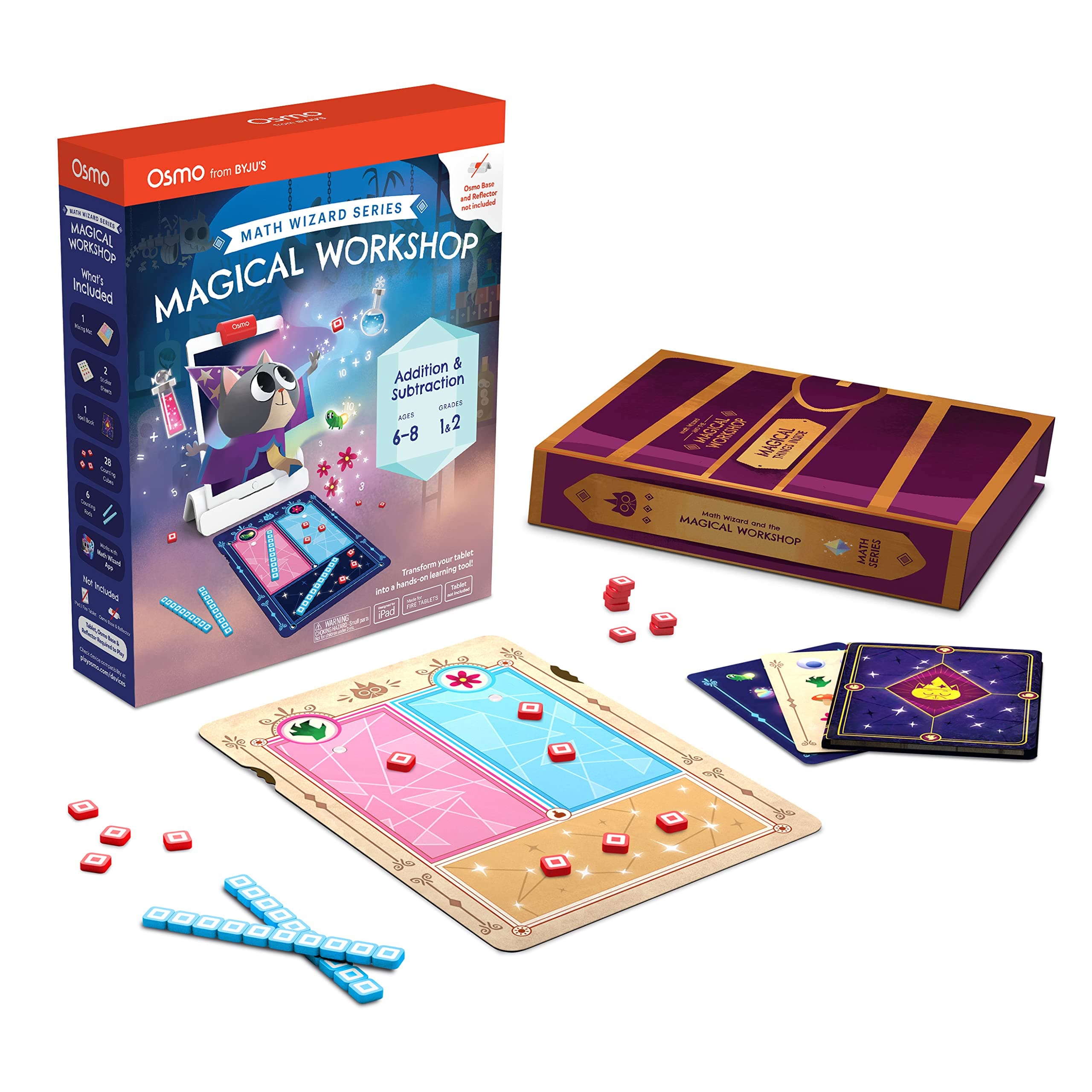 Math Wizard and the Magical Workshop for iPad & Fire Tablet - Ages 6-8/Grades 1-2 -Addition & Subtraction-Curriculum-Inspired-STEM Toy Gifts for Kids,Boy & Girl-Ages 6 7 8 (Osmo Base Required)