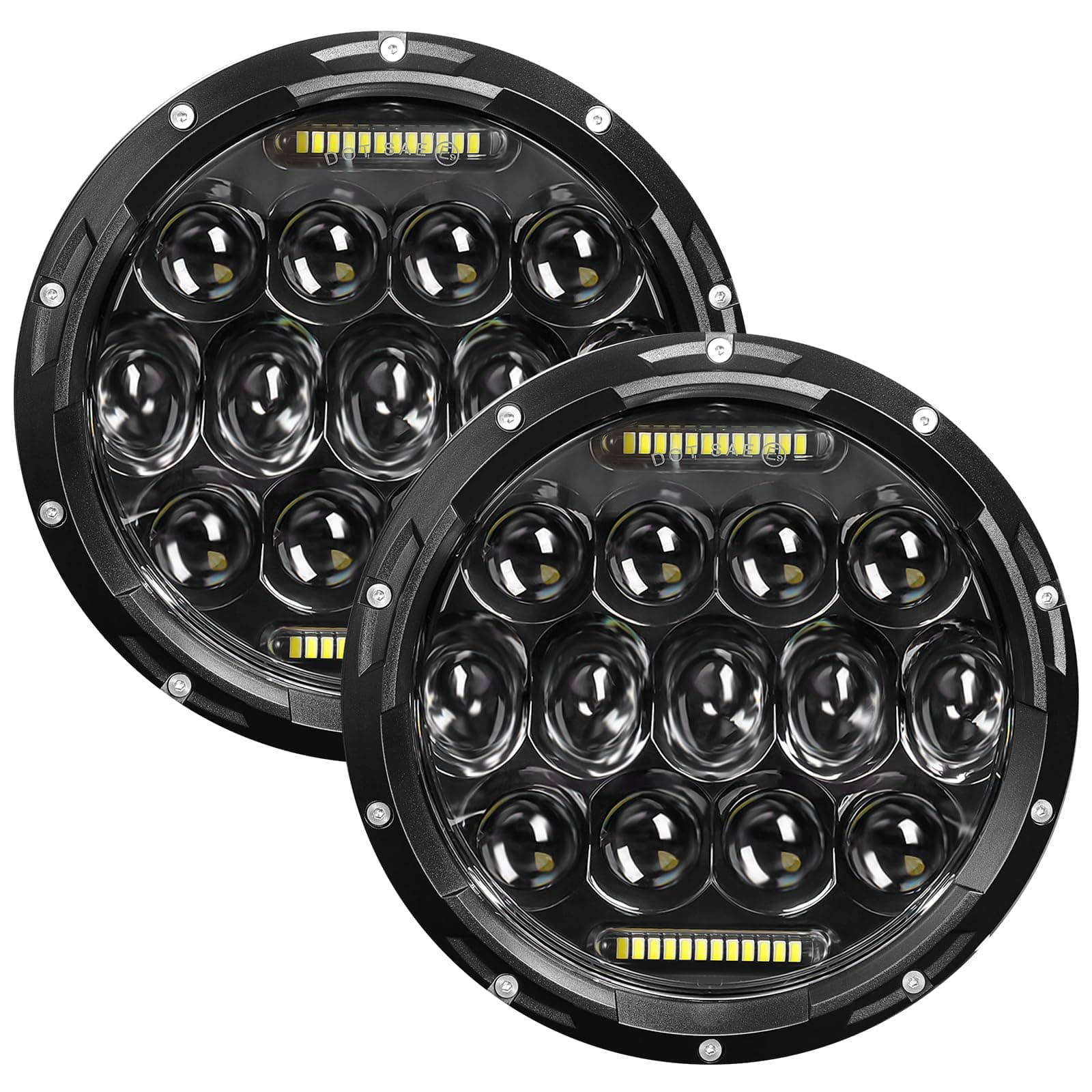7 Inch Led Headlight Round H6024 Led Headlight DOT Approved Hi/Lo Beam DRL Black Headlights Compatible With Jeep Wrangler JK JKU TJ LJ CJ Compatible With Chevy,Ford and Mazda Miata etc