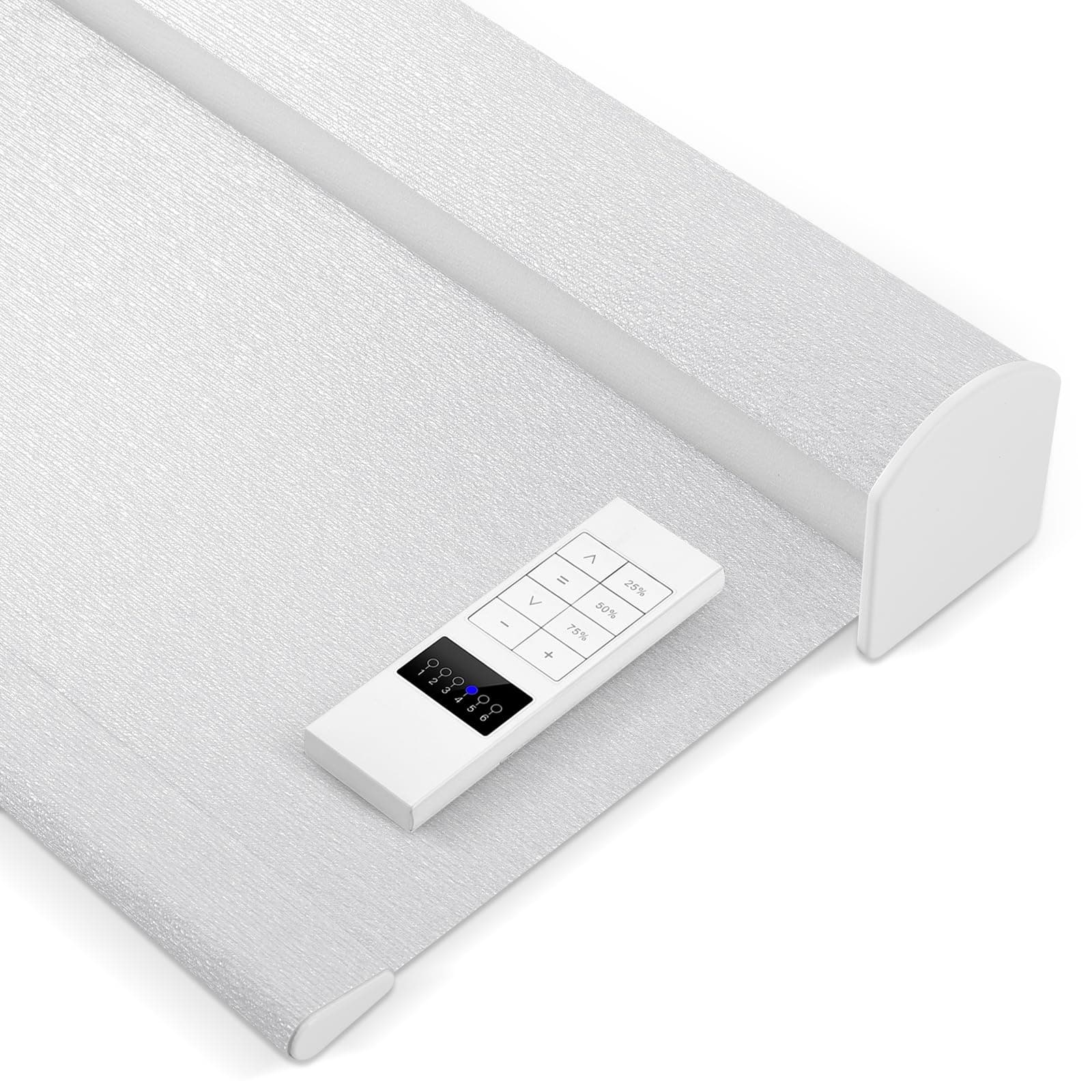 Zshine Motorized Blackout Window Blinds Customize Width (23-95 Inches) Remote Control Wireless and Rechargeable Roller Shades Blinds for Windows, Home, Office, Hotel, Club, Restaurant(82141E)