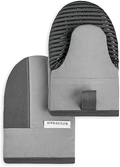 KitchenAid Kitchen Aid Beacon Mini Oven Mitt Set, 5.5"x8", Cool Grey/Contour Silver