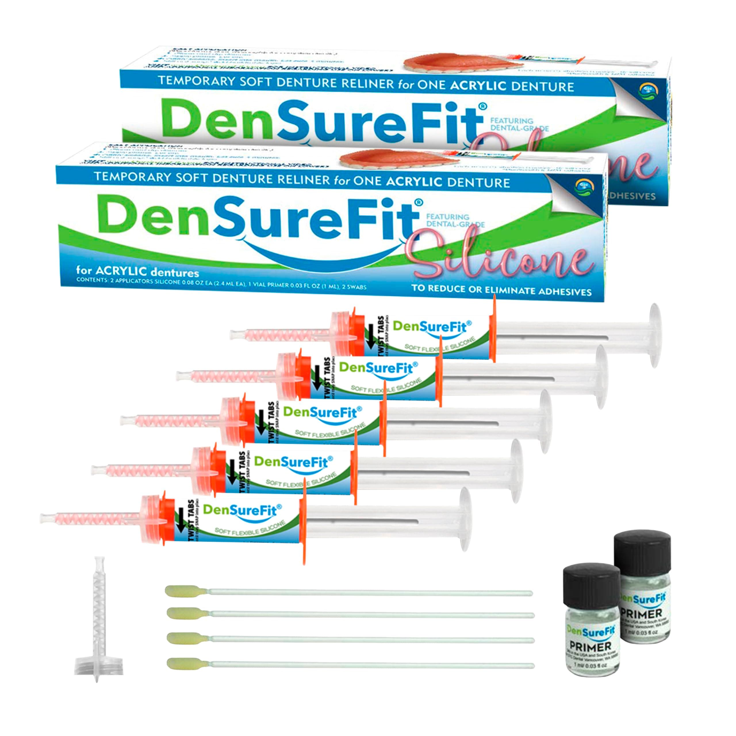 Upper and Lower Denture Reline Kit, Soft Silicone Denture Reliner Repair and Care Combo Kit with Extra Comfort Liner, Refit and Tighten for a Secure, Comfortable Fit