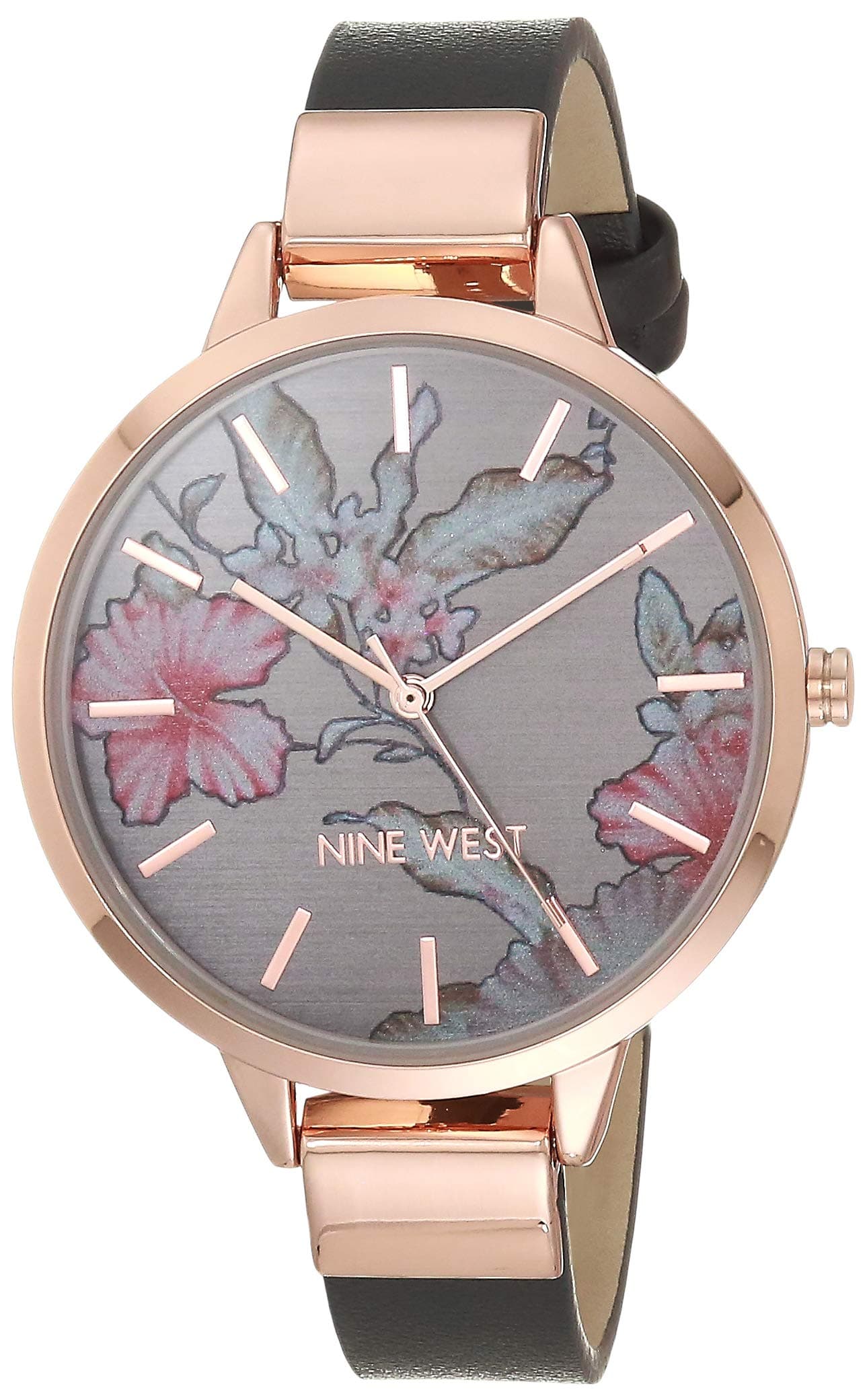 Women's Floral Dial Strap Watch