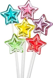 Sparko Sweets Star Twinkle Pops Lollipops, Made in USA, 90 Count, 11-Inch Stems, Multi-Flavor & Color – Perfect for Birthday Parties, Space-Themed Events, Candy Buffets, and Holiday Celebrations (Pink, Purple, Red, Blue, Green, Yellow), 4 lbs