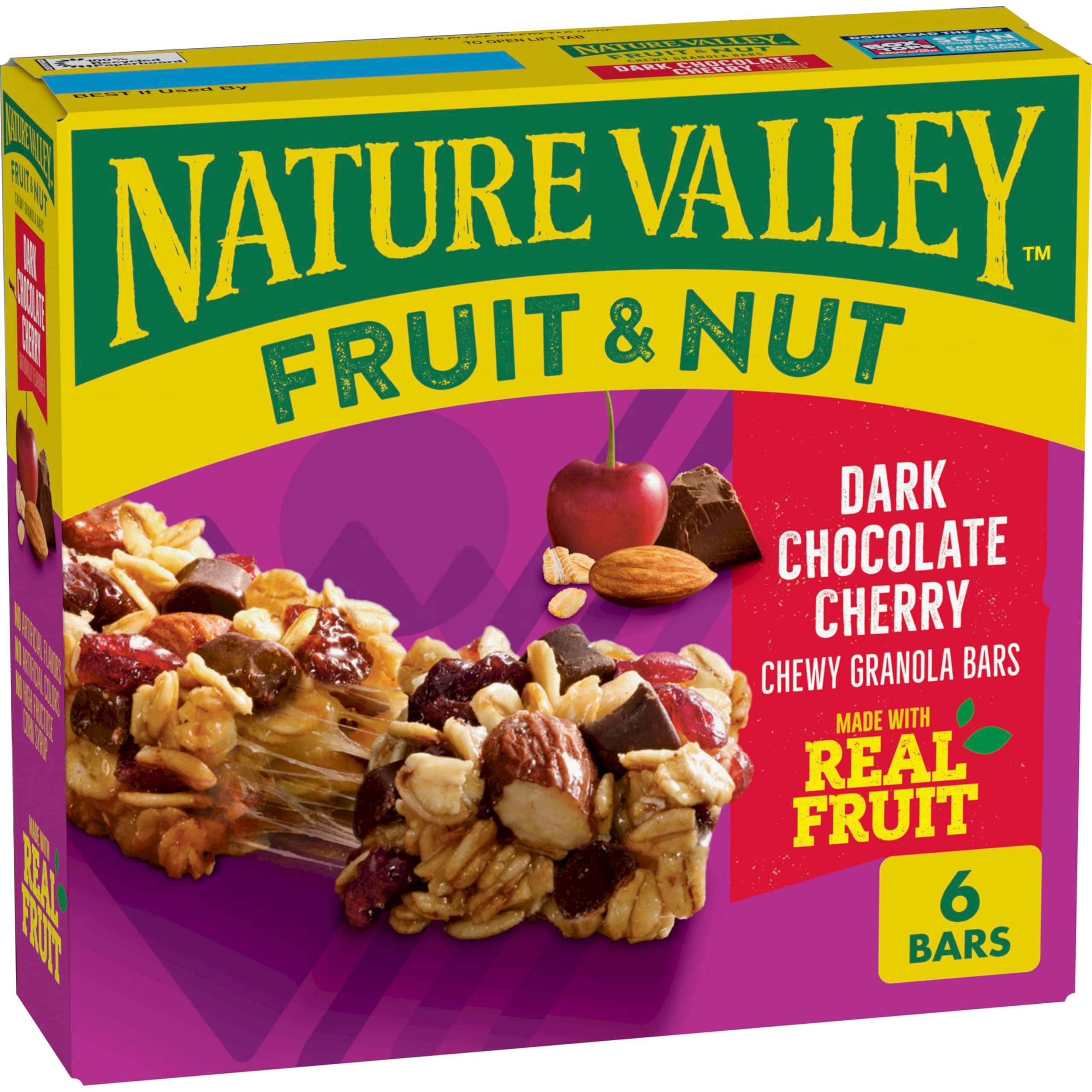 Nature Valley Fruit and Nut Granola Bars, Dark Chocolate Cherry, 6 ct, 7.4 OZ