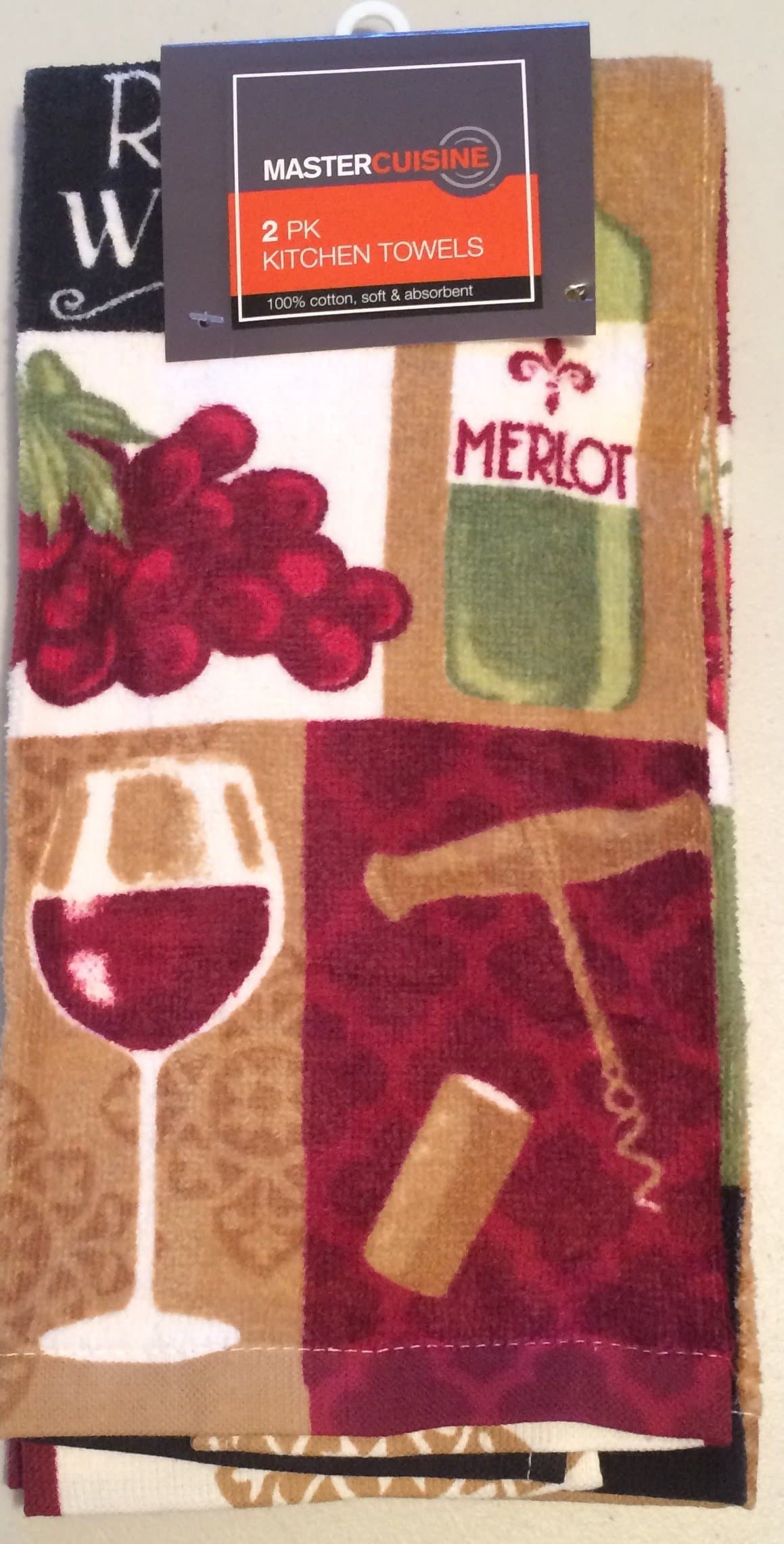 MasterCuisine Wine Theme Kitchen Towels, Wine Decor for Your Kitchen, 2 Pack