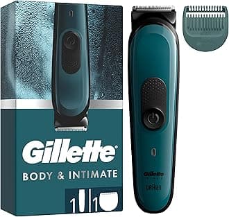 Gillette Intimate Body Hair Trimmer for Men, Pubic Hair and Ball Trimmer, Waterproof, Cordless Men's Body Groomer for Wet & Dry Shaving, Lifetime Sharp Blades,SkinFirst i3