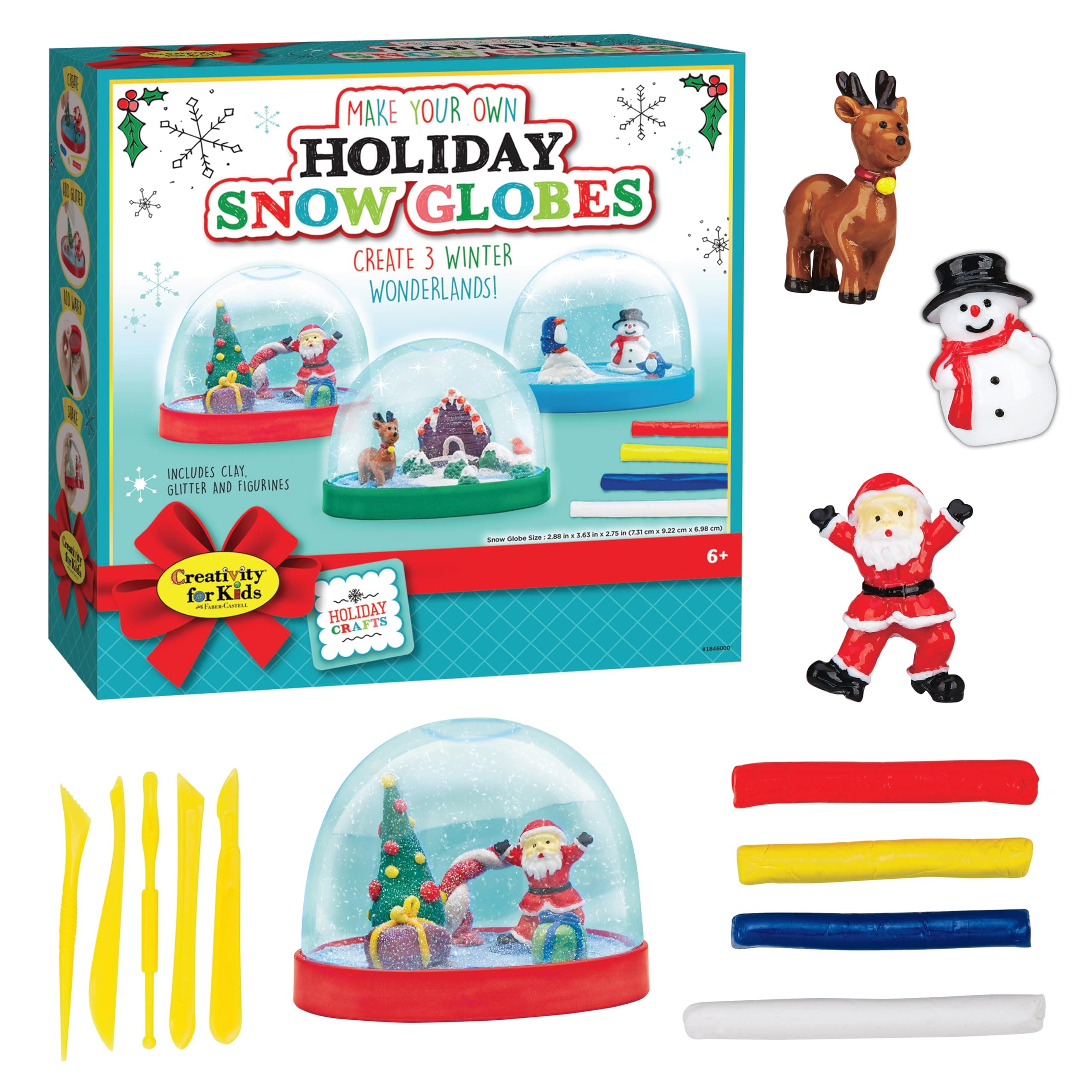 Creativity For Kids Make Your Own Snow Globe Kit - Fun Winter Crafts, Kids' Holiday Snow Globe Craft Kit