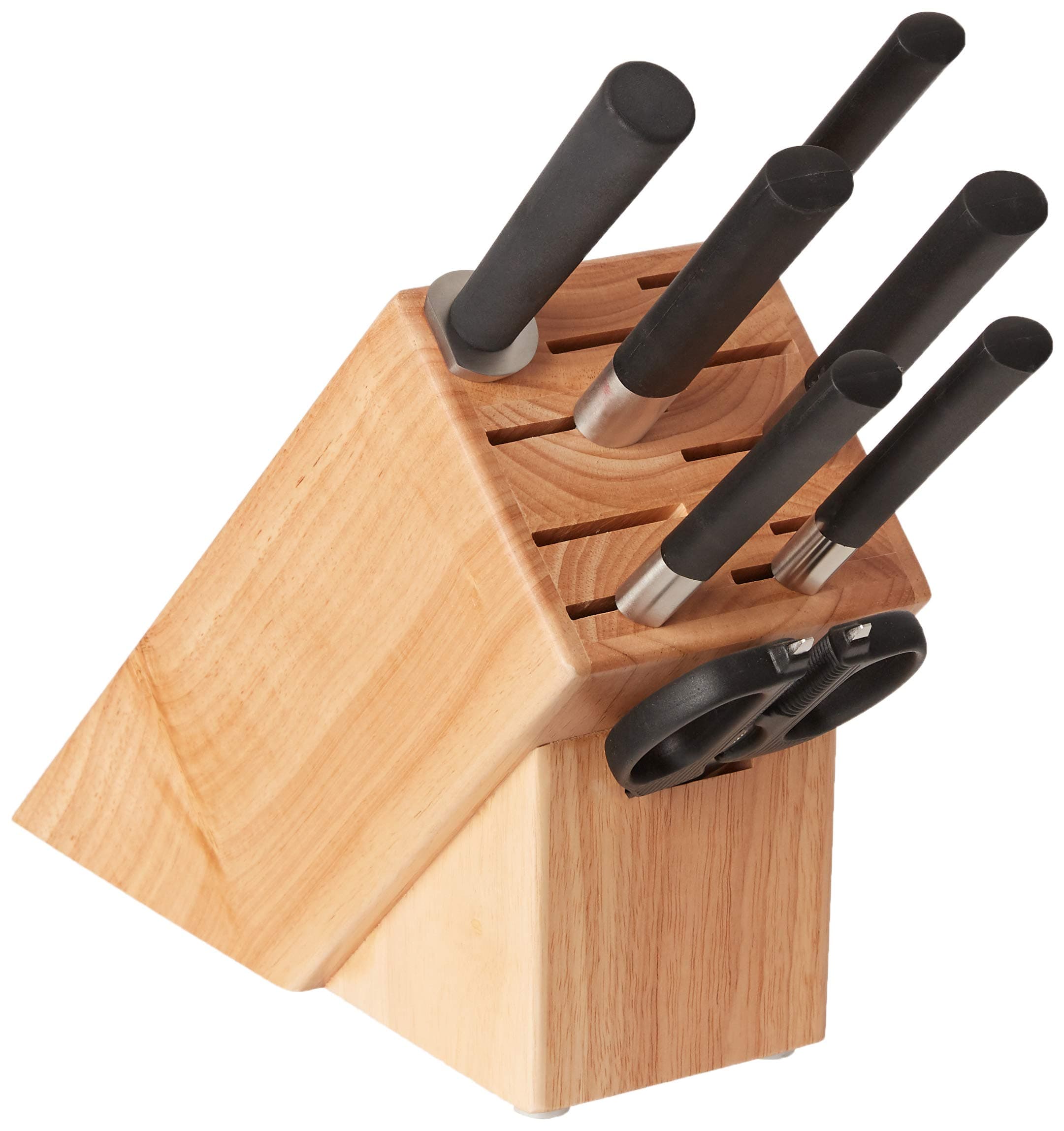 Shun Wasabi 8 Pc Block Set: Paring 4", Deba 4.25", Utility 6", Nakiri 6.5", Chef's 8", Honing Steel, Shears, and 11-Slot Block.