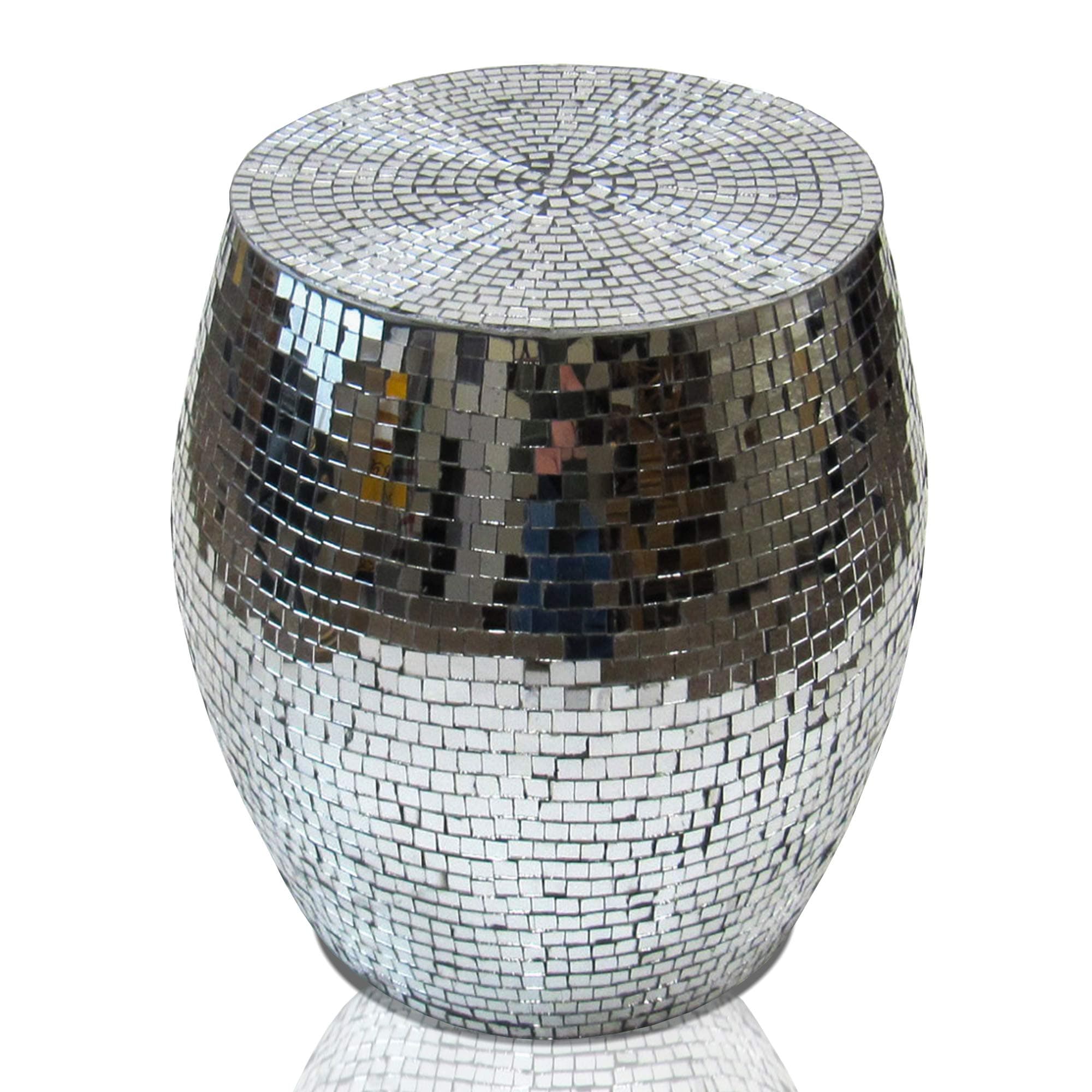 Round Mirrored Coffee Table Hand Made Mosaic Stool Accent Tables for Living Room Modern Stylish Nightstand Bedroom Furniture