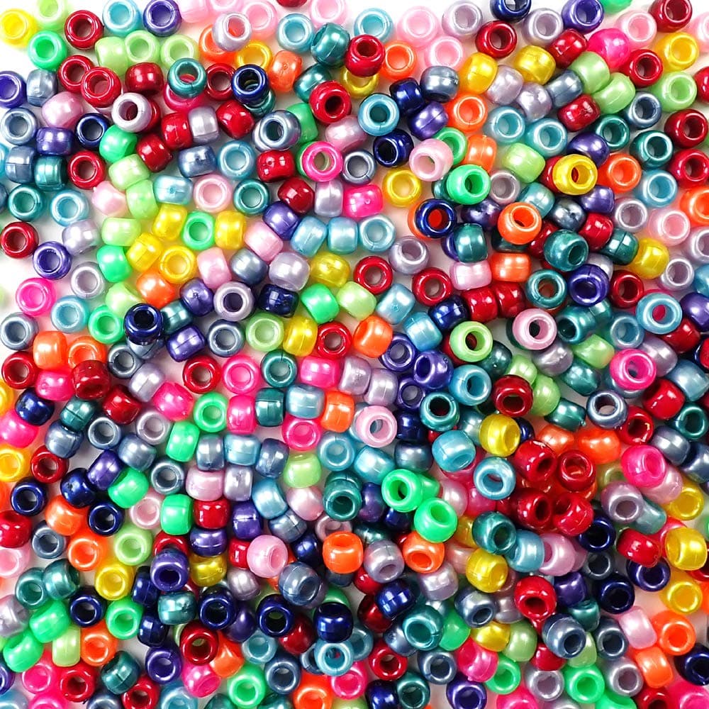 Ultimate Pearl Rainbow Multicolor Mix Plastic Craft Pony Beads, 6 x 9mm, 2000 Beads, Made in The USA, Bulk Pony Beads Package for Arts & Crafts