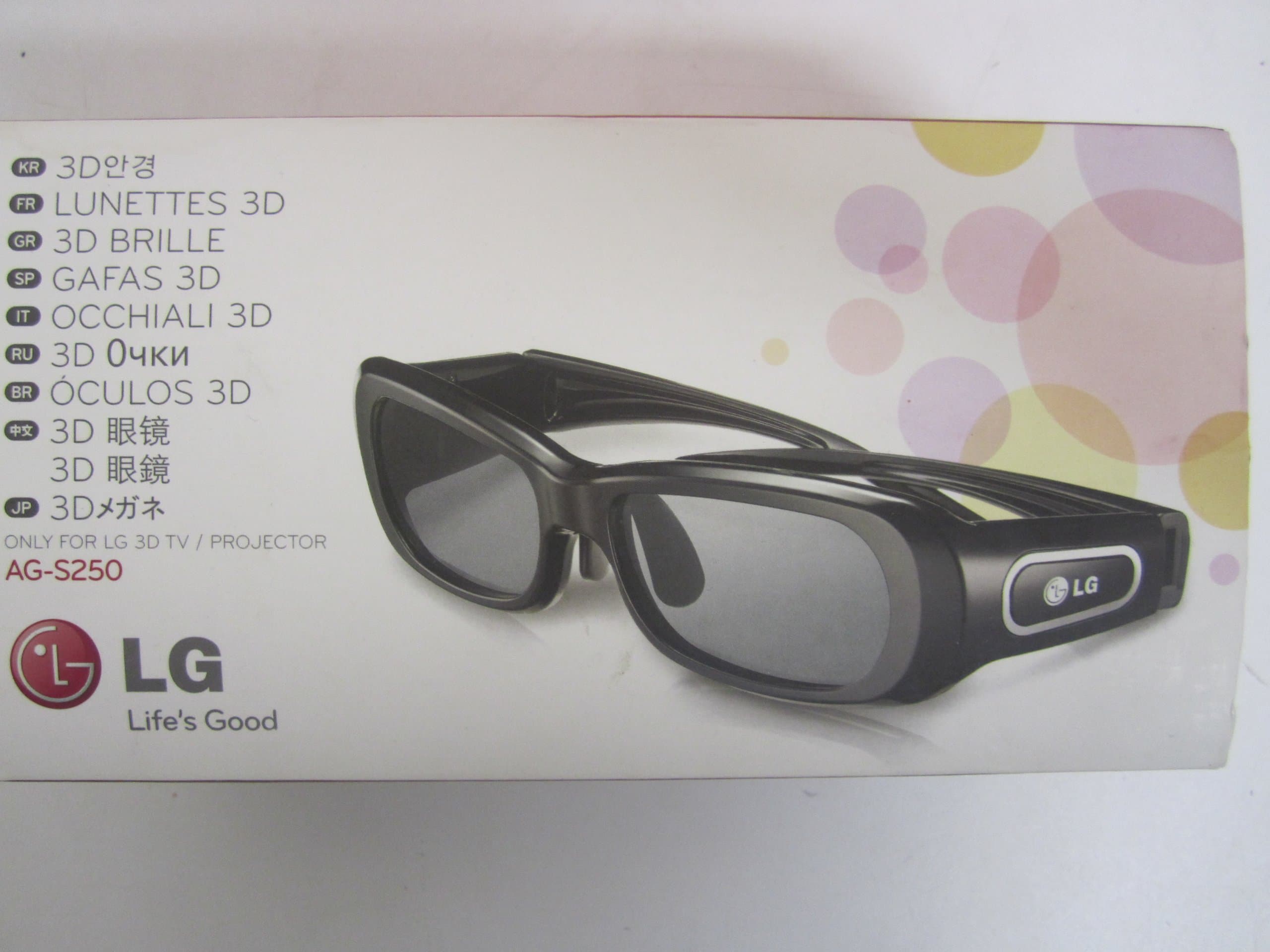LG AG-S250 3D Active Shutter Glasses for 2011 LG 3D Plasma HDTVs
