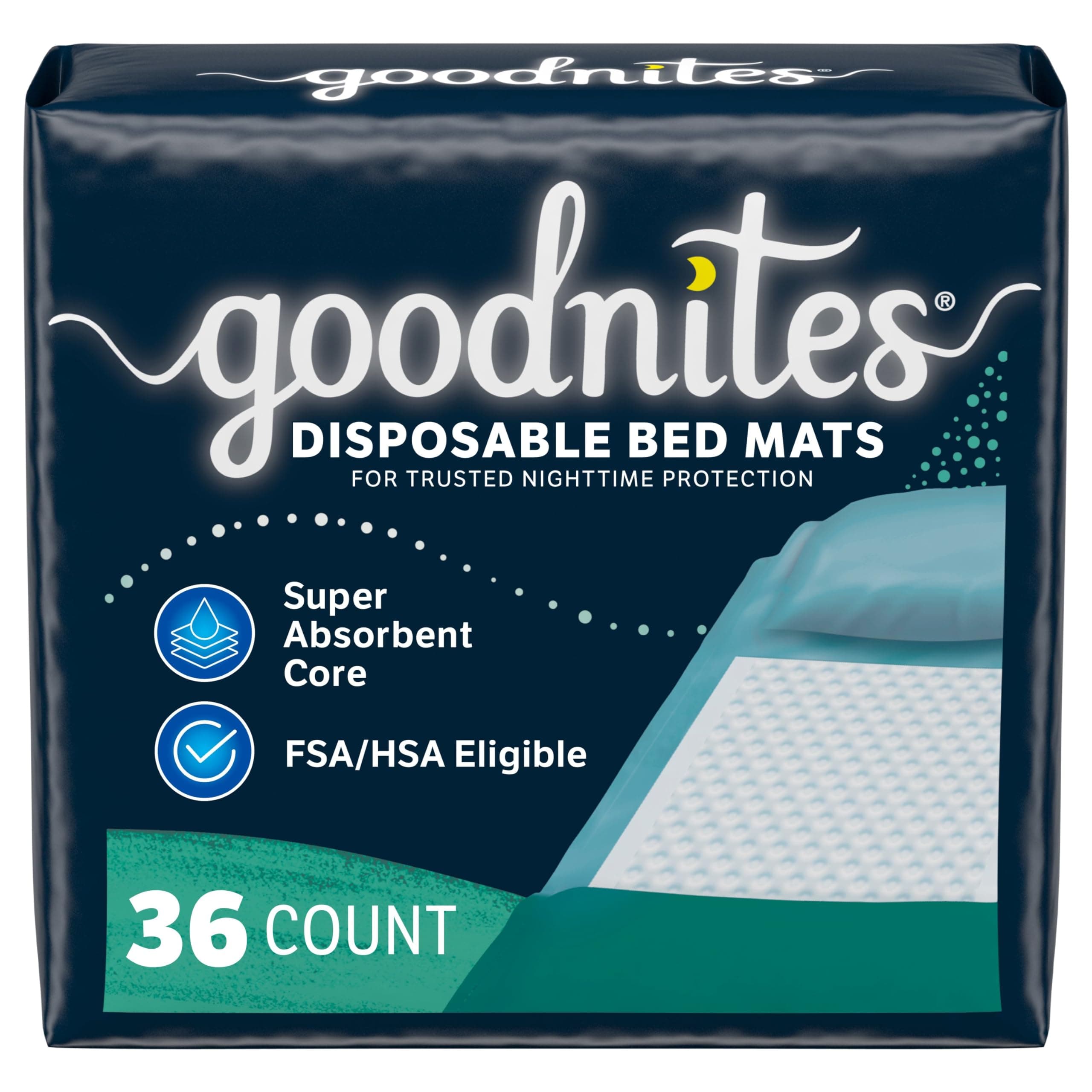 Disposable Bed Mats for Bedwetting, 2.4 x 2.8 ft, 36 Ct (4 Packs of 9)