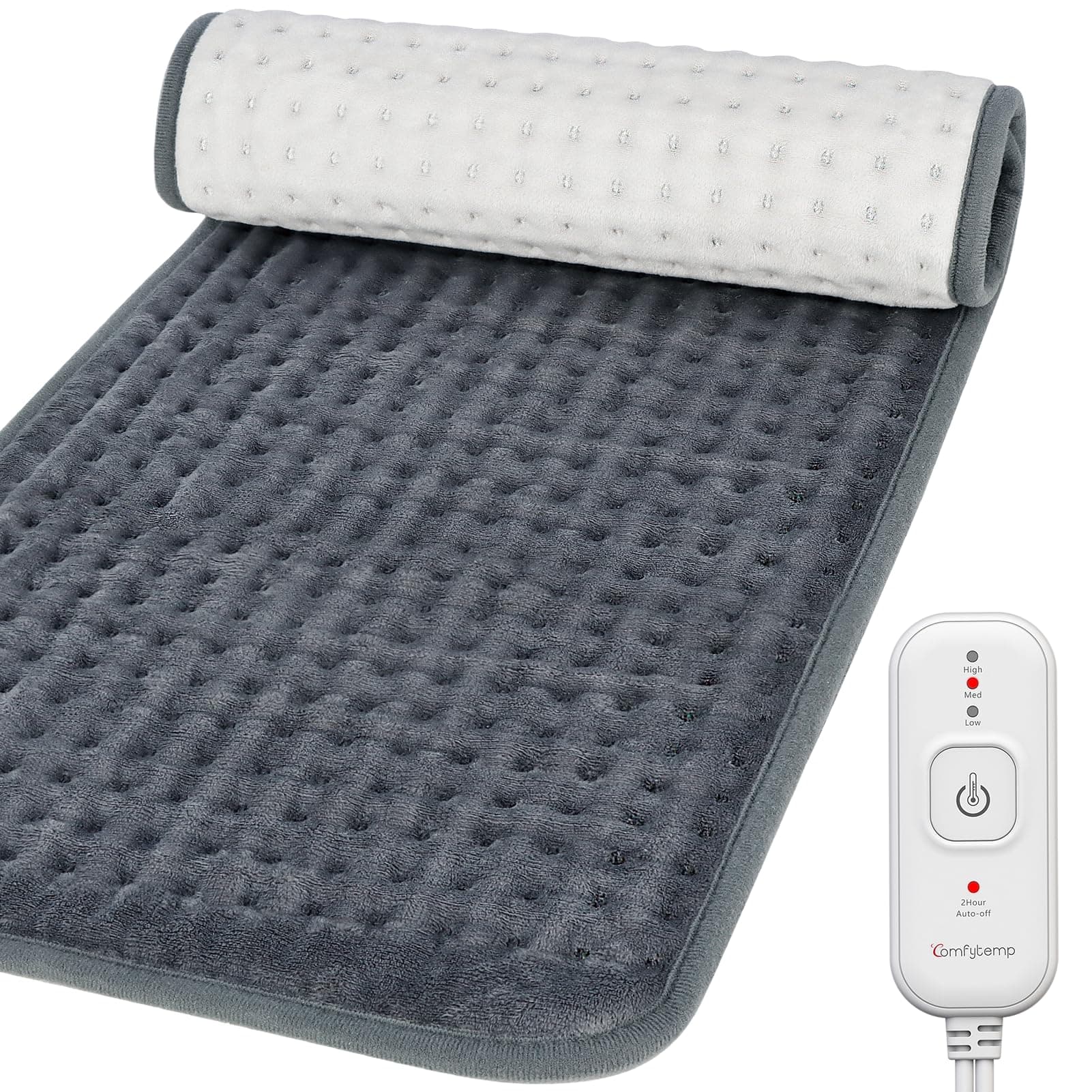 Comfytemp Heating Pad for Back & Period, FSA Eligible Electric Large Heat Pad, 2H Auto Off, Birthday Gifts for Women Men Mom Dad, HSA Approve Moist Neck Shoulder Legs Knee Heated Pad Washable, 12"x24"