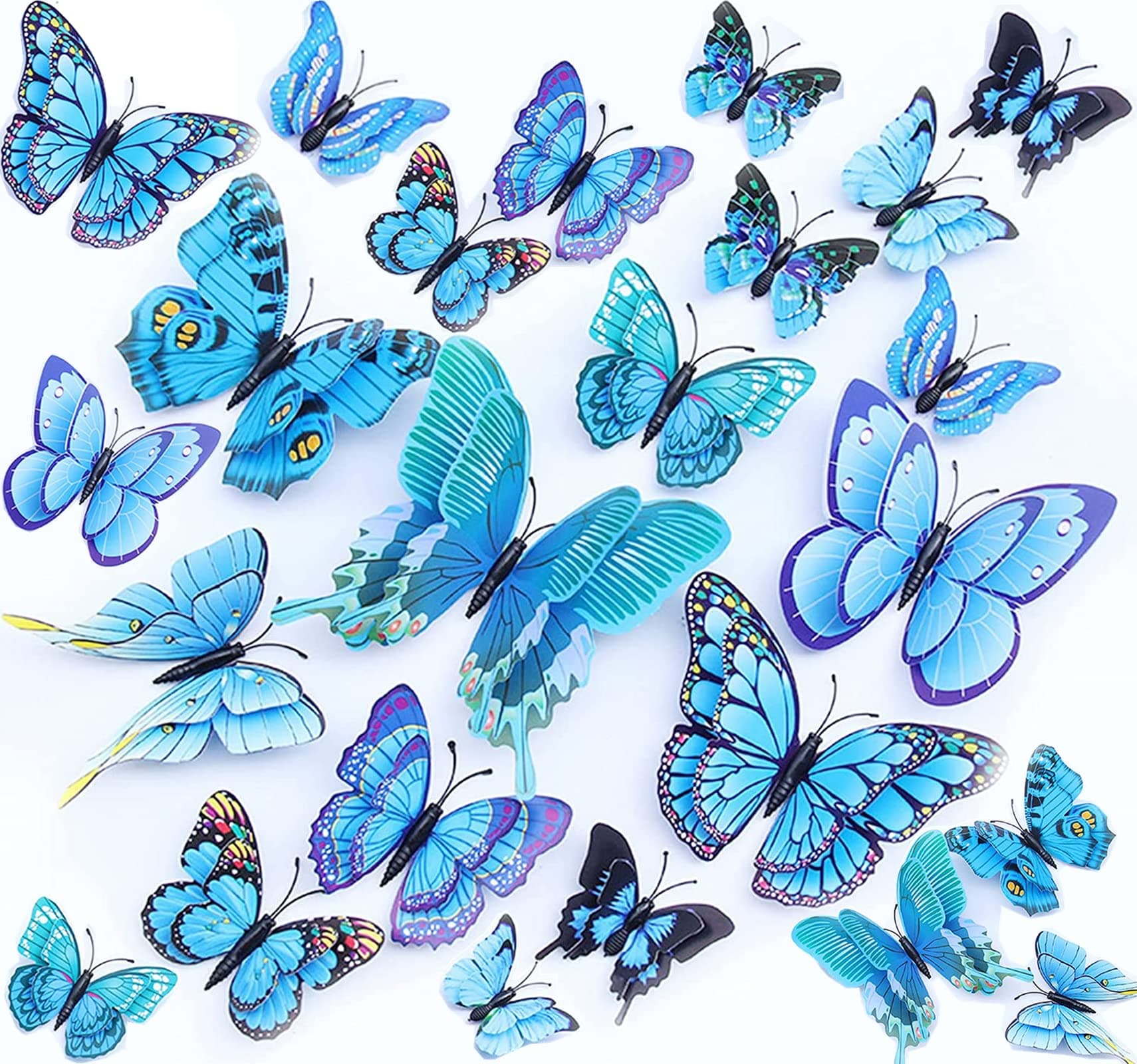 24PCS 3D Butterfly Wall Sticker Decor (Blue)