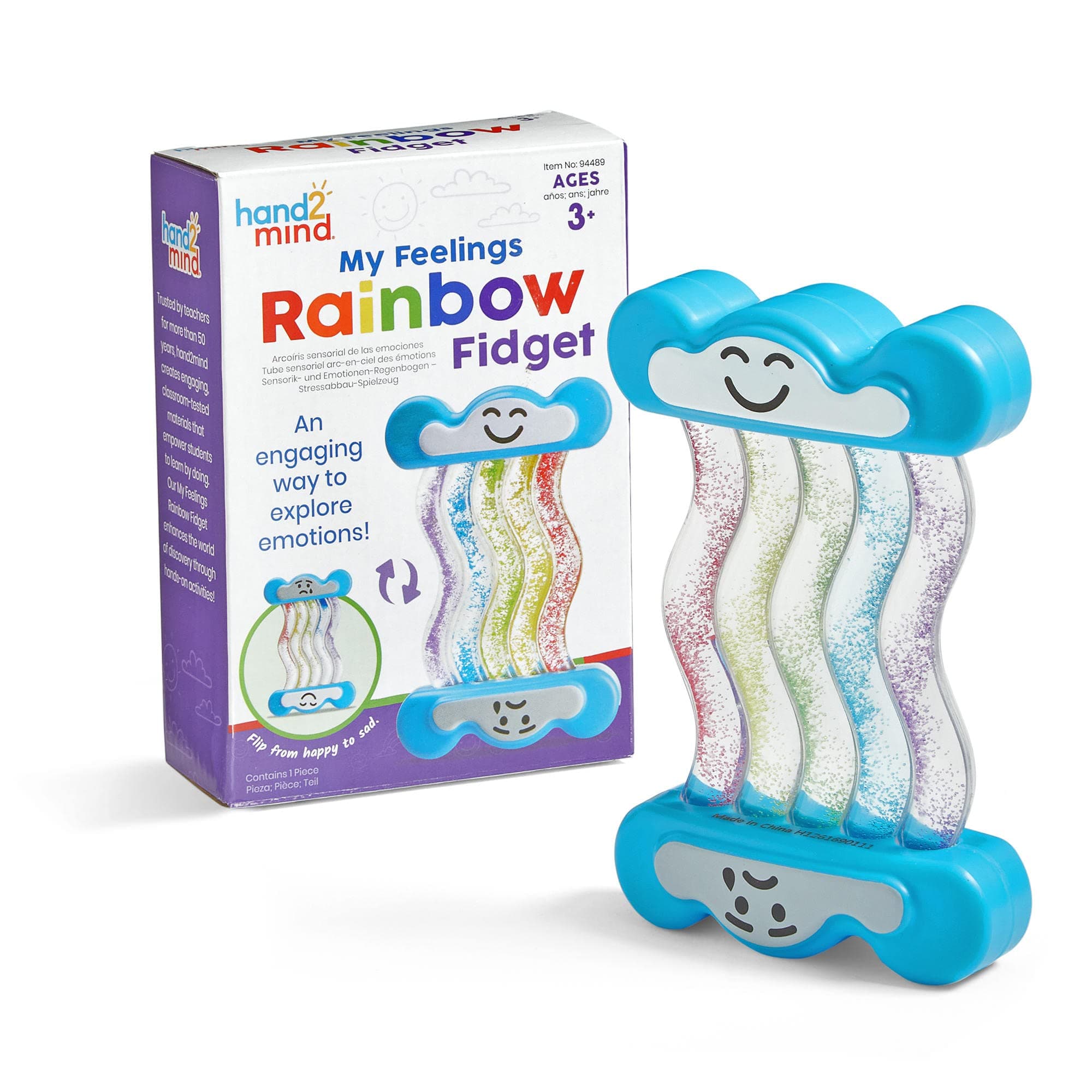 Learning Resources See My Feelings Rainbow Fidget, Double-Sided Colourful Rainbow Sensory Fidget Toy Helps Children Identify Emotions, Focus & Calm Down, Securely-Sealed, Ages 3+