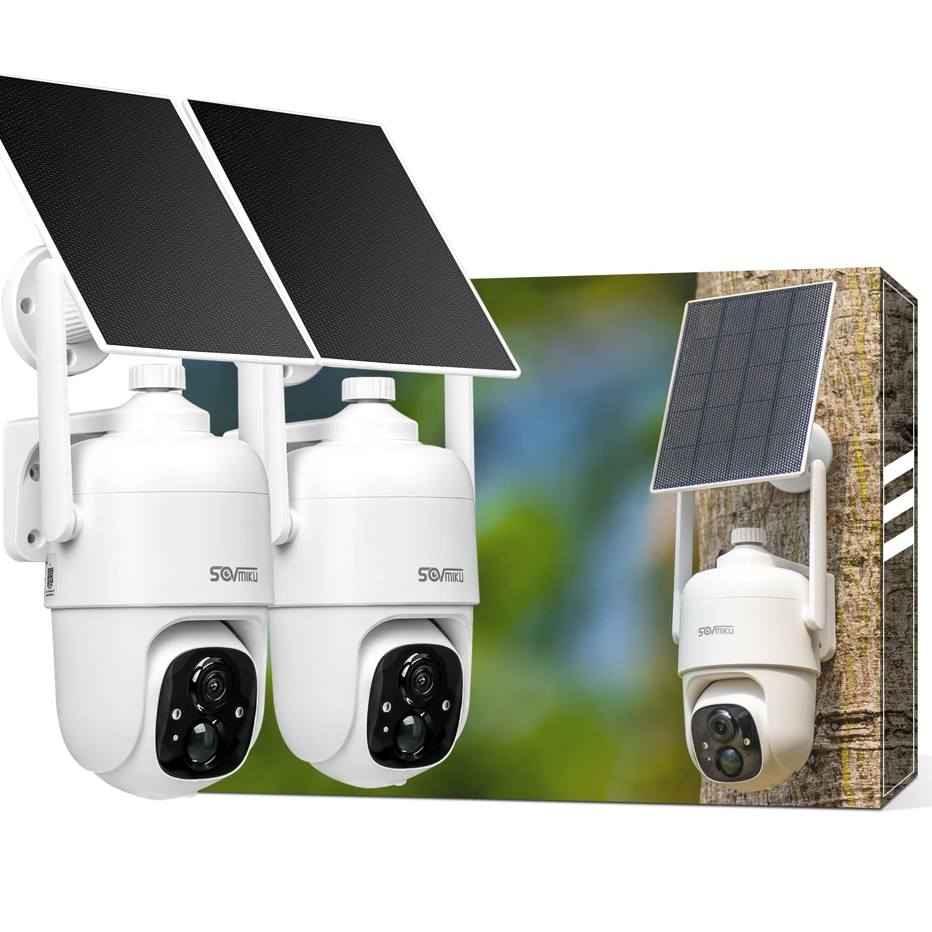 2CQ1 AI 2K Solar Security Camera Wireless Outdoor, Battery Powered,Two Way Audio,Motion Detection, 360° View,Easy to Setup,Color Night Vision,Audible Flashlight Siren,180 Days Exchange Policy